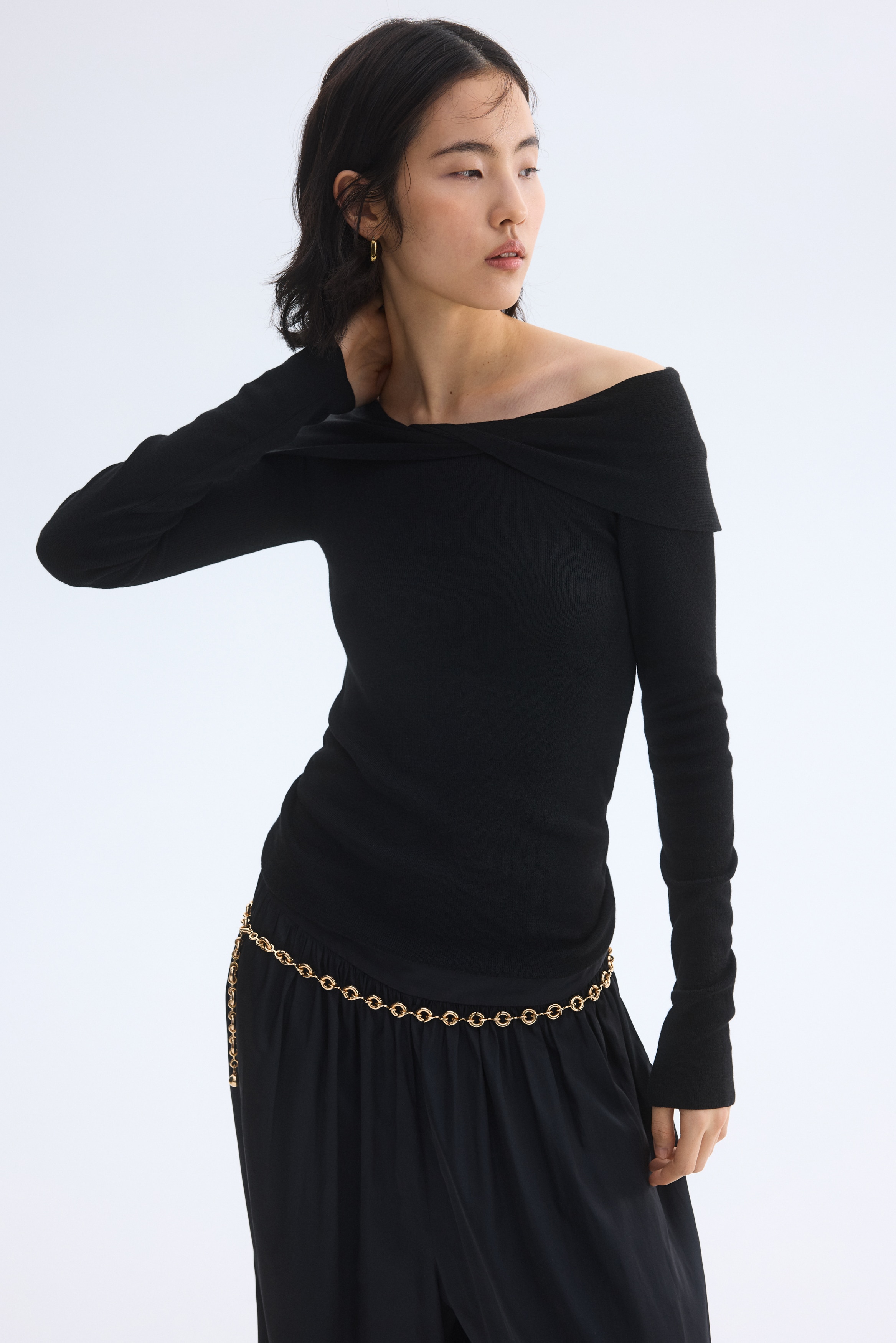 Women's Black Twist-Detail Off-the-Shoulder Top | H&M CA