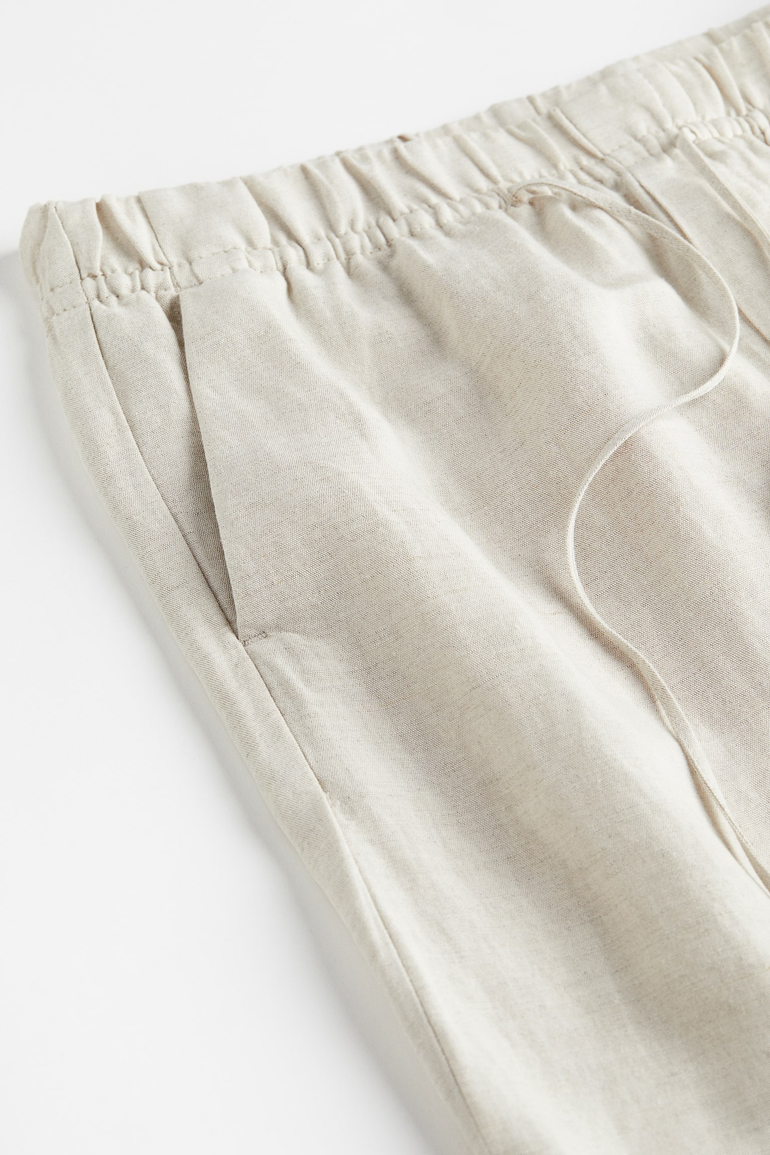 Linen-blend tapered trousers - Light beige/White/Black - 4