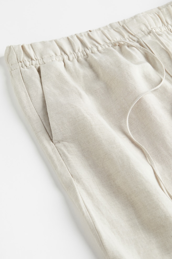 Linen-blend tapered trousers - Light beige/Black/White/Beige - 6