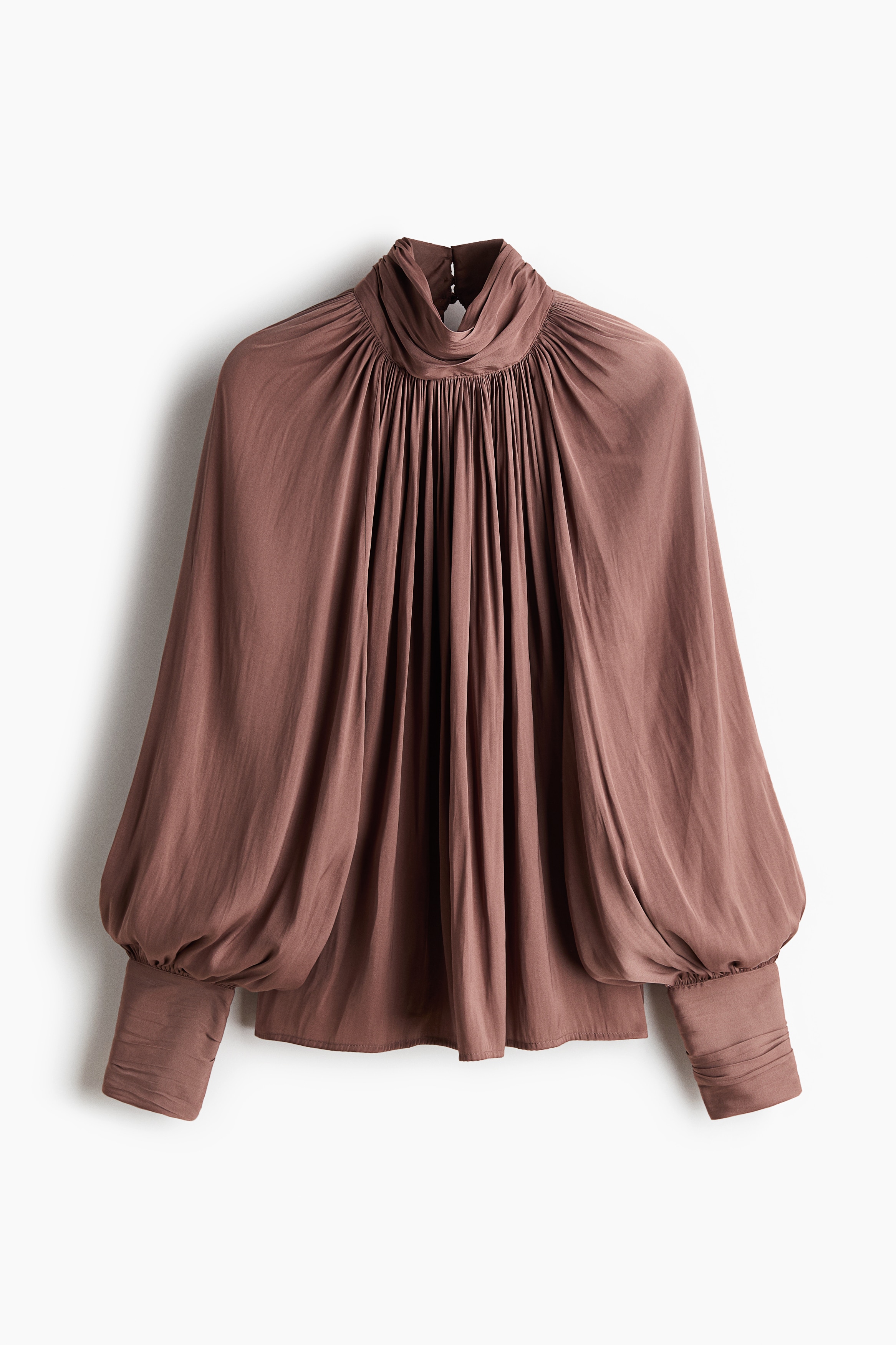 Bluse mit Ballonärmeln - Dunkles Graubraun