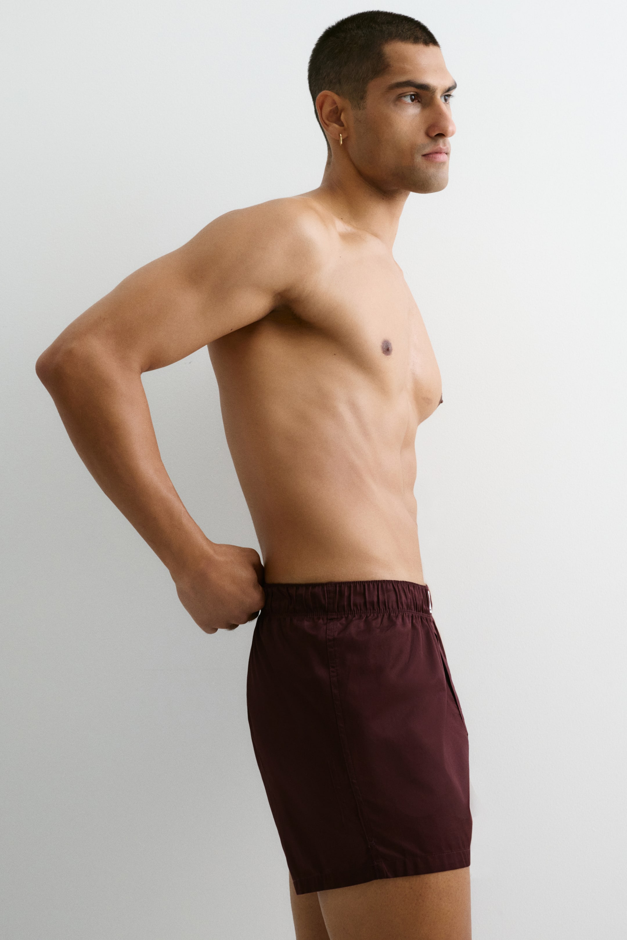Visa större bild: 2-pack boxershorts i vävd bomullssatin - Burgundy - HERR | H&M SE 3
