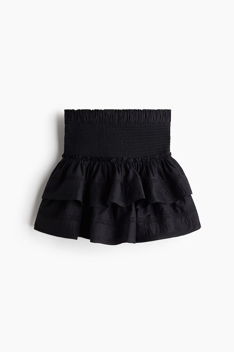 Lace-Inset Tiered Skirt