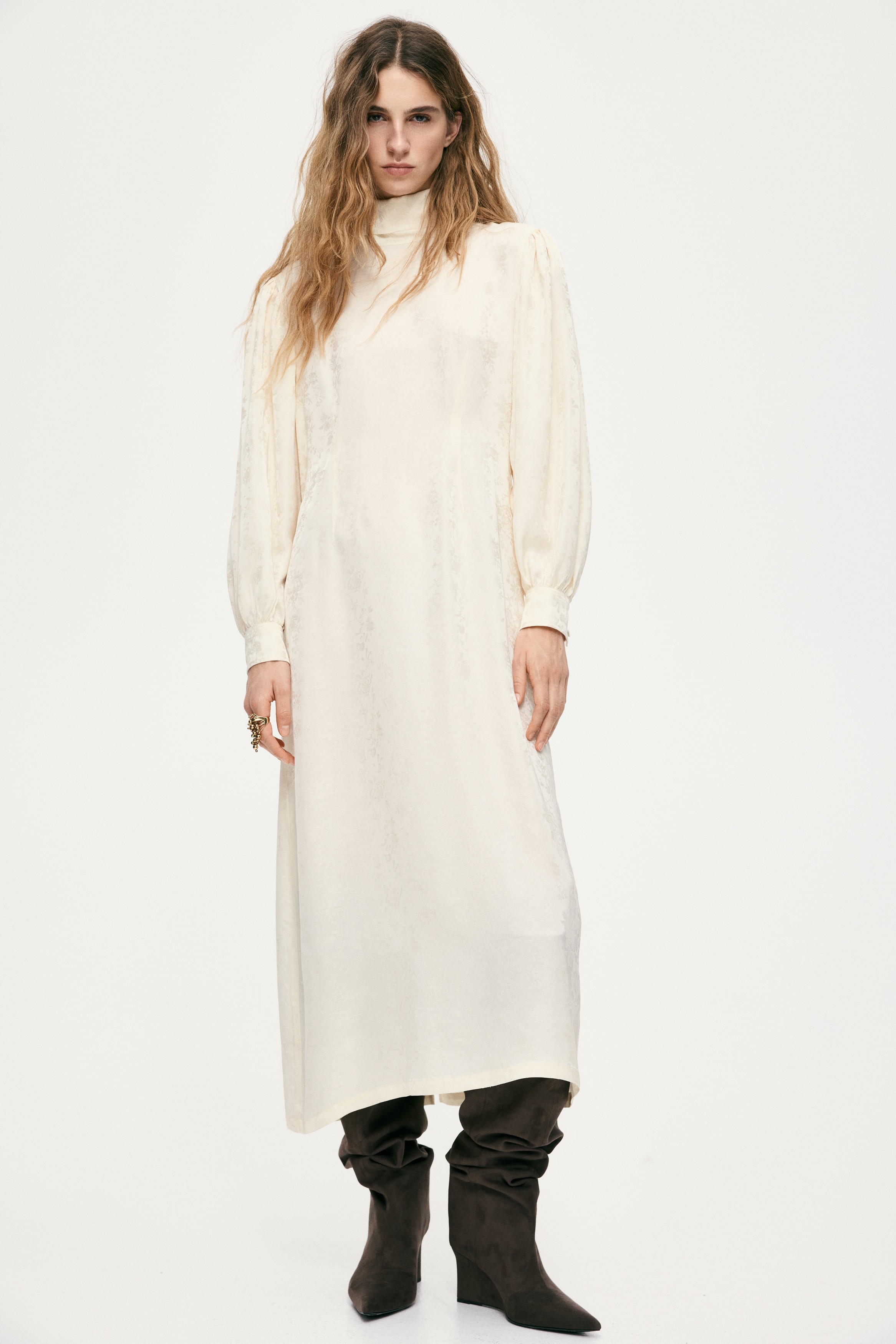 Vestido con lazos - Crema