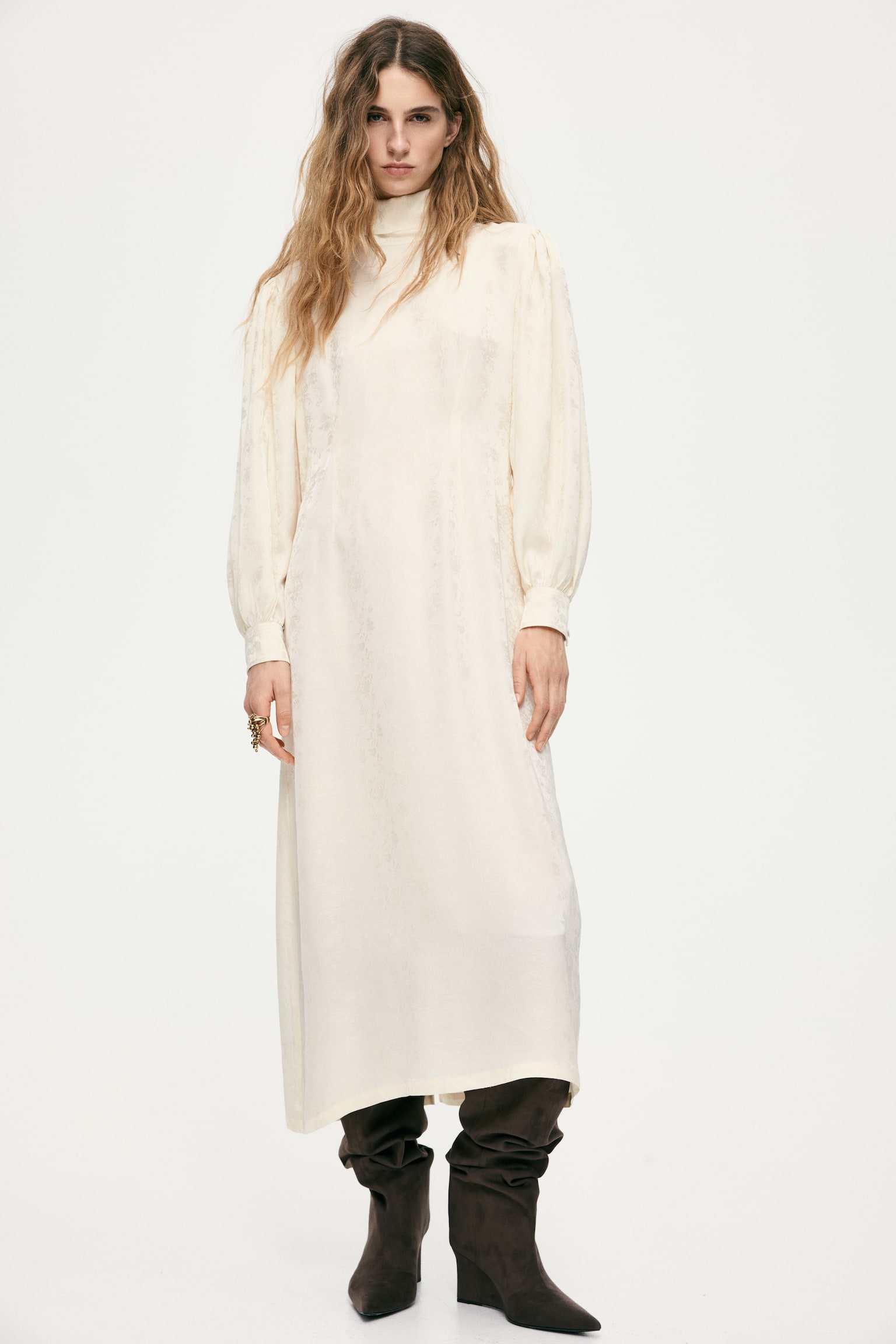 Tie-detail dress - Cream - 2