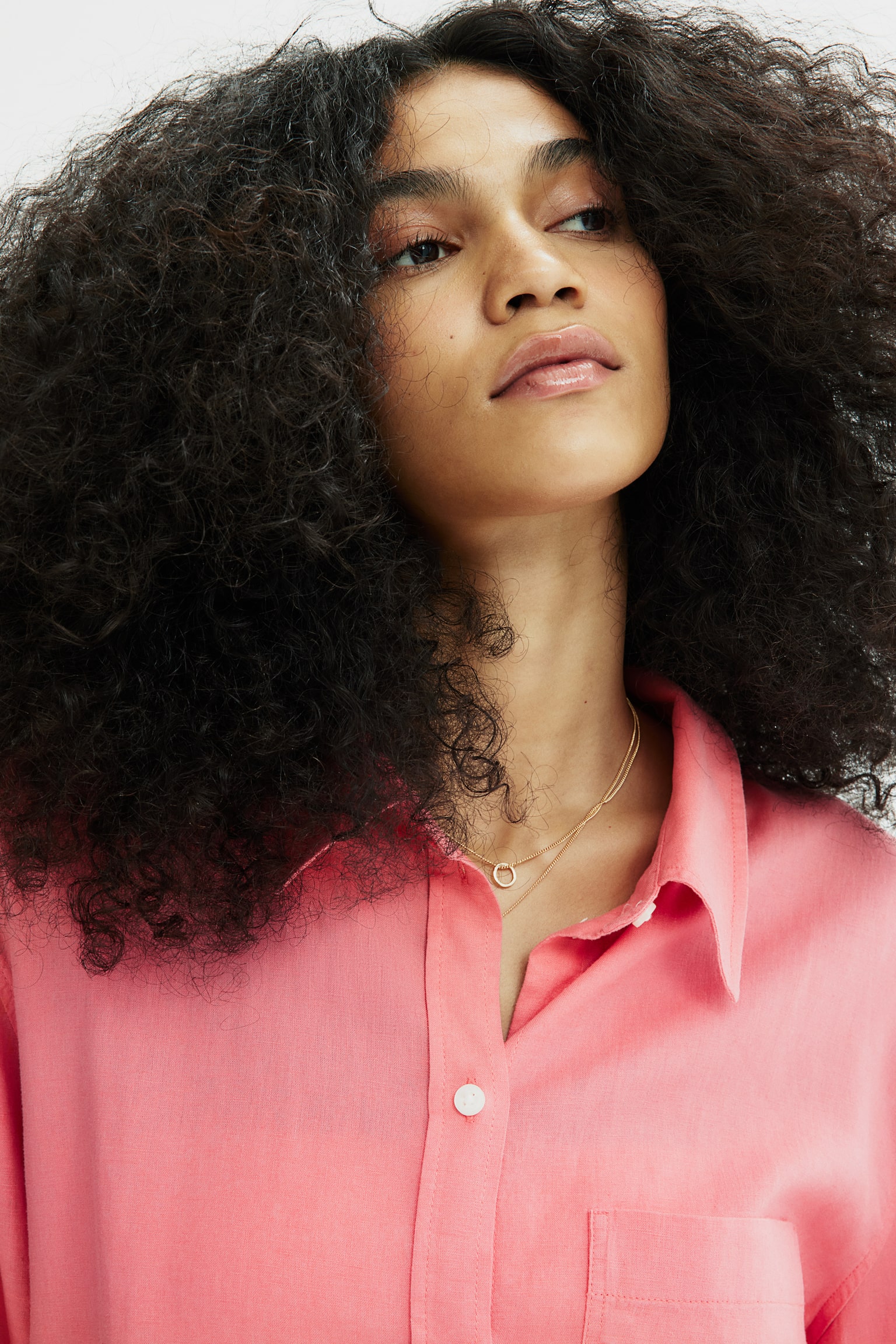 Linen Blend Shirt - Pink/White/Blue stripe/Blue/Light beige/White - 5