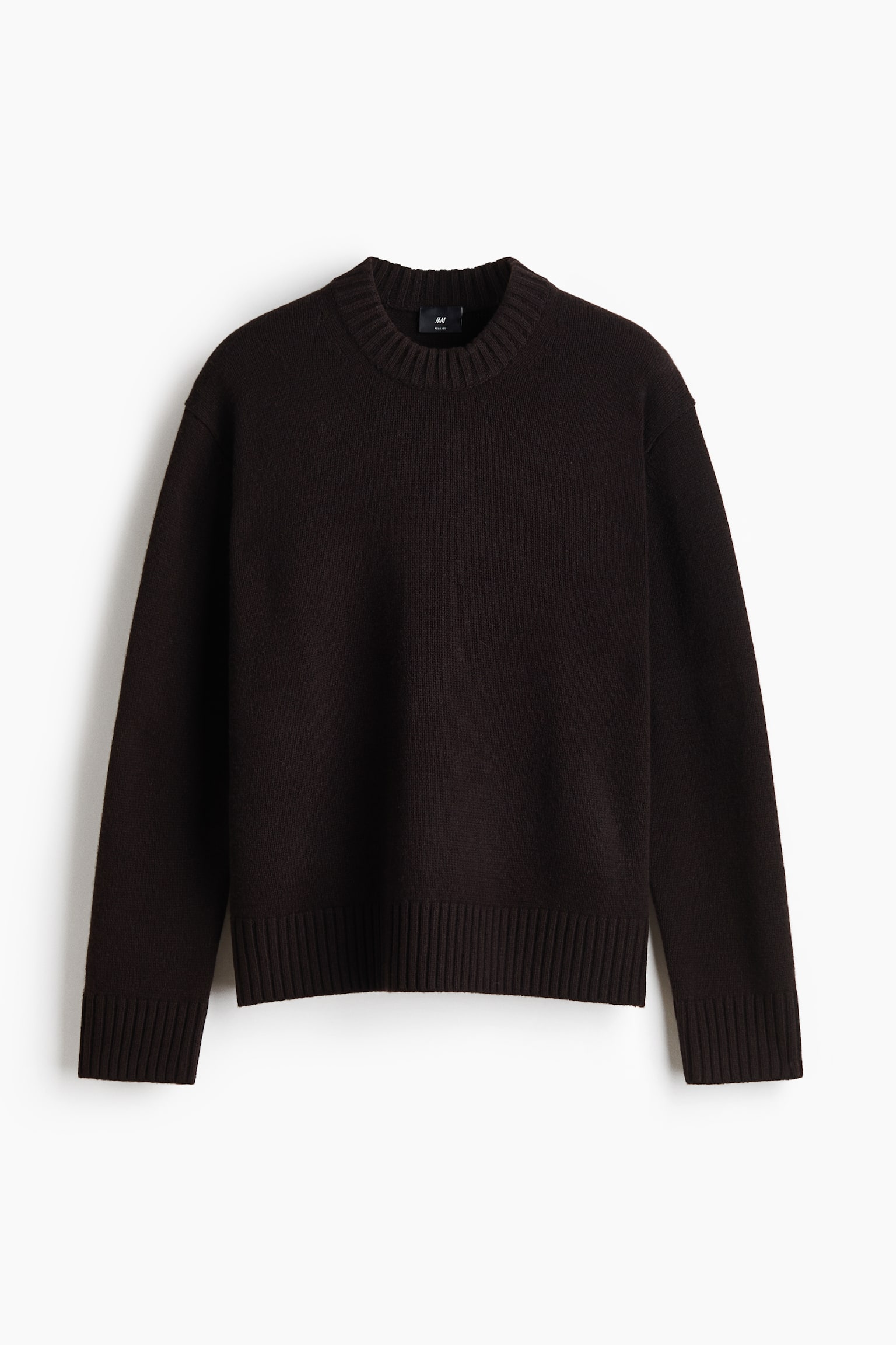 Мужской свитер H&M Relaxed-Fit Cashmere-Blend, цвет: Тёмный коричневый — фото 1