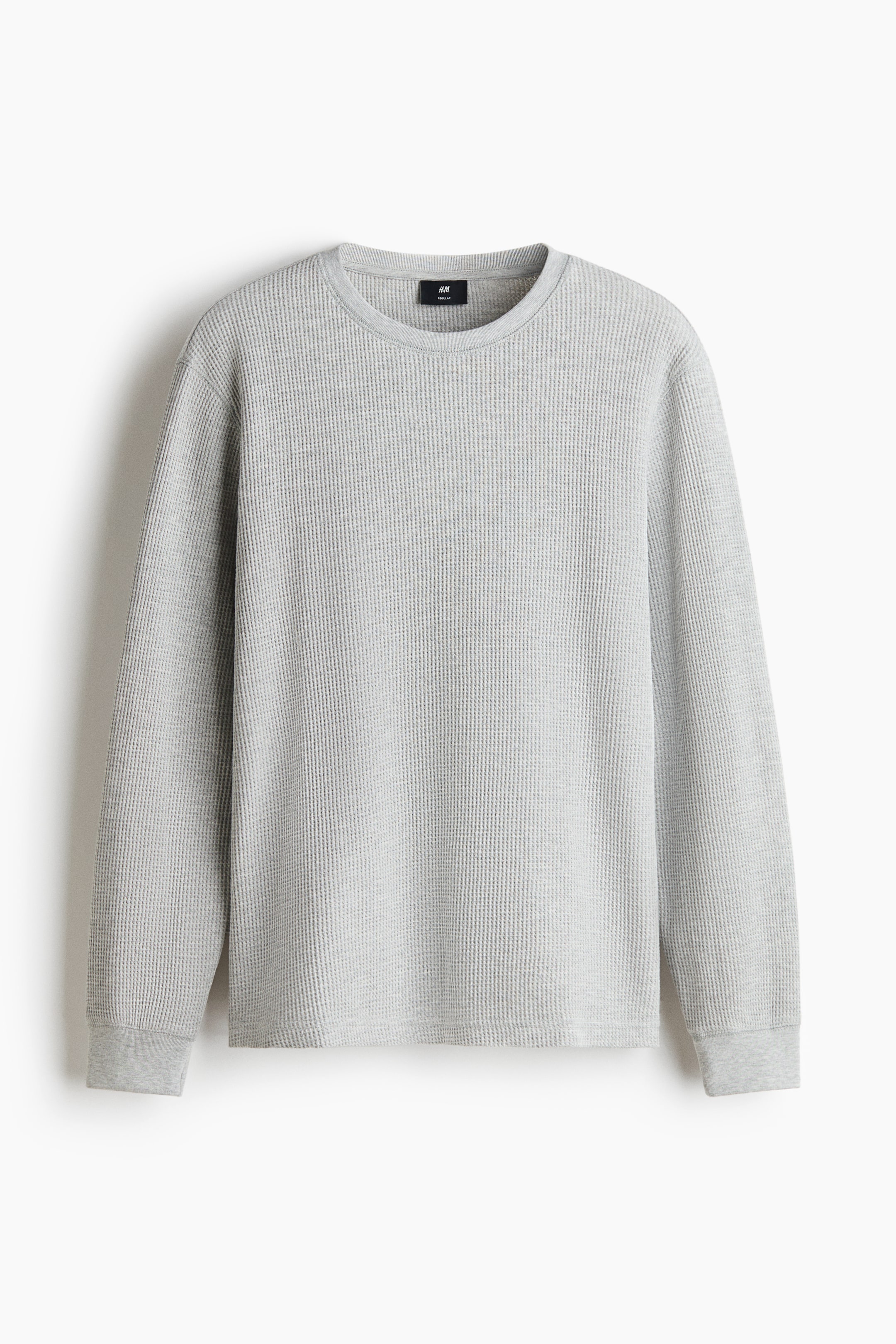View larger image: Regular Fit Waffled long-sleeved T-shirt - Light grey marl - Men | H&M 1