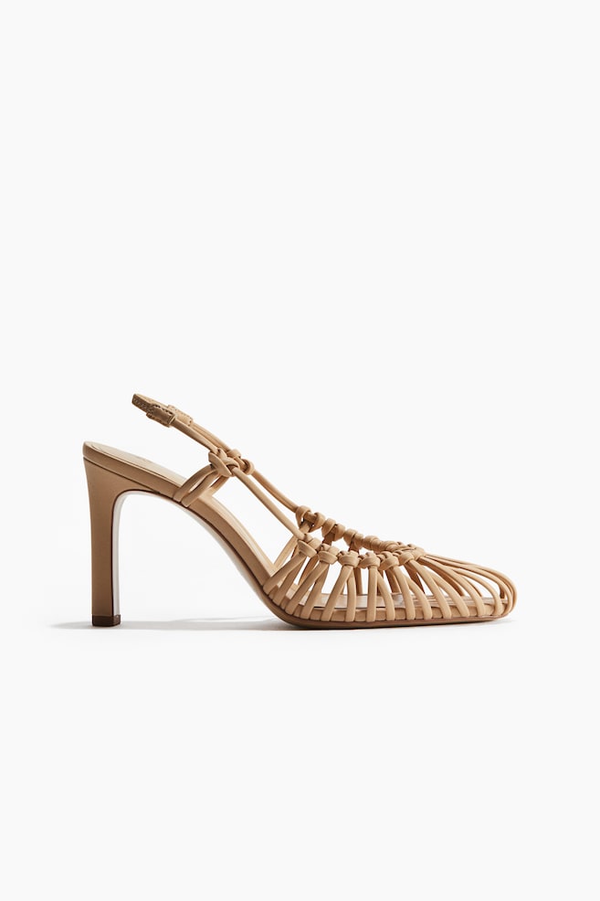 Knotted heeled slingbacks - Beige/Black - 1