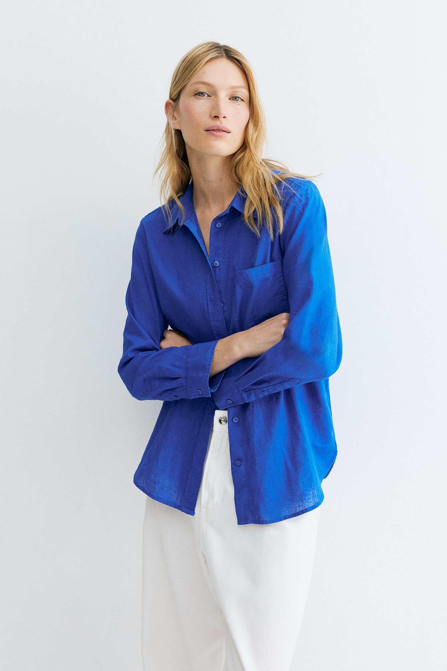 Chemise en lin mélangé - Bleu vif/Bleu - 3