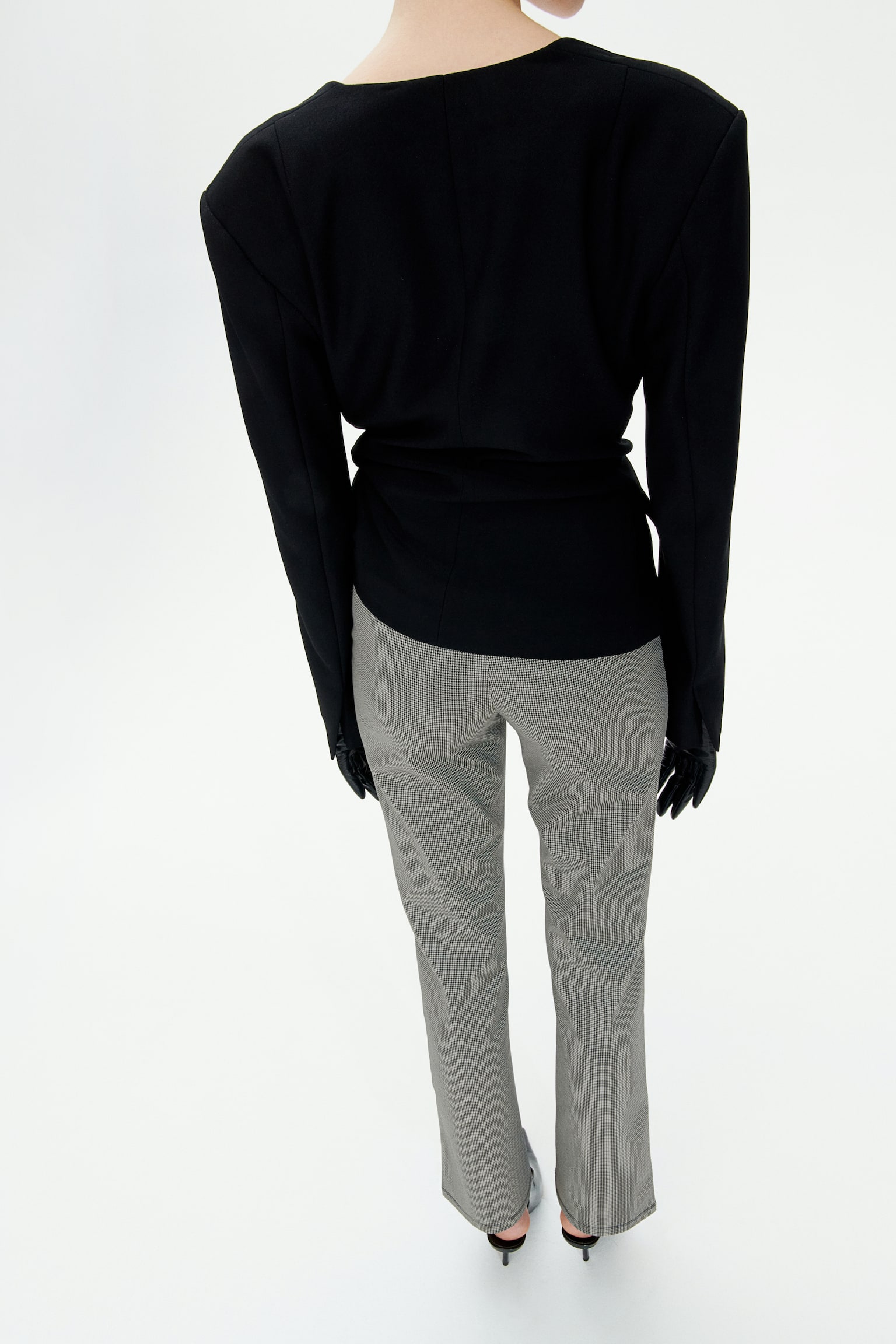 Tailored jersey trousers - Black/Dogtooth-patterned/Black - 3