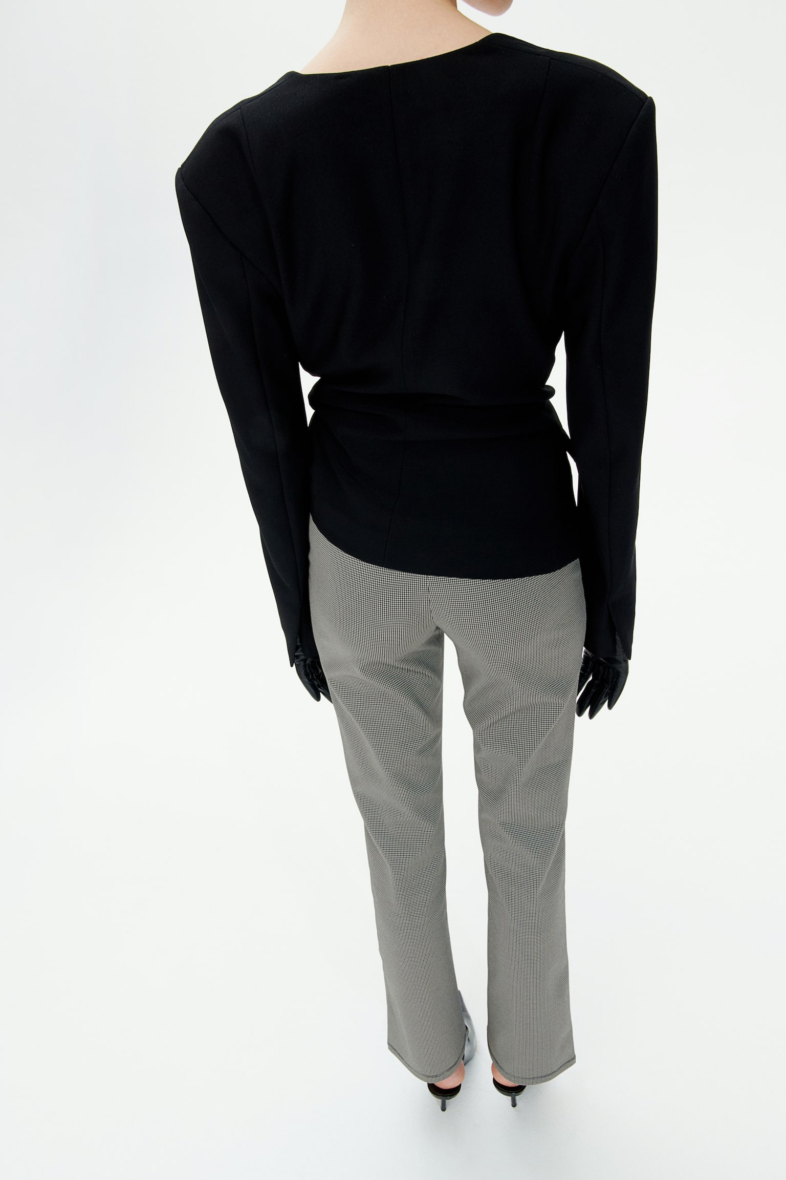 Tailored jersey trousers - Black/Dogtooth-patterned/Dark grey marl/Black - 3