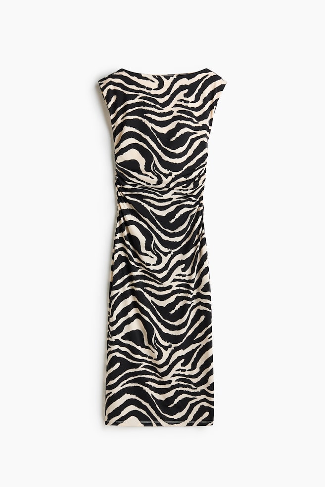 Cap-sleeved Dress - Cream/zebra print/Cream/polka dot/Black/Mustard yellow/Black/dotted/Dark brown - 1