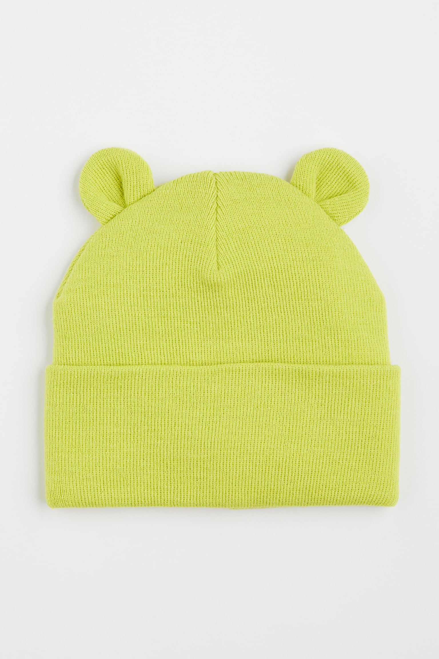 Ear-detail knitted hat - Neon green - 1