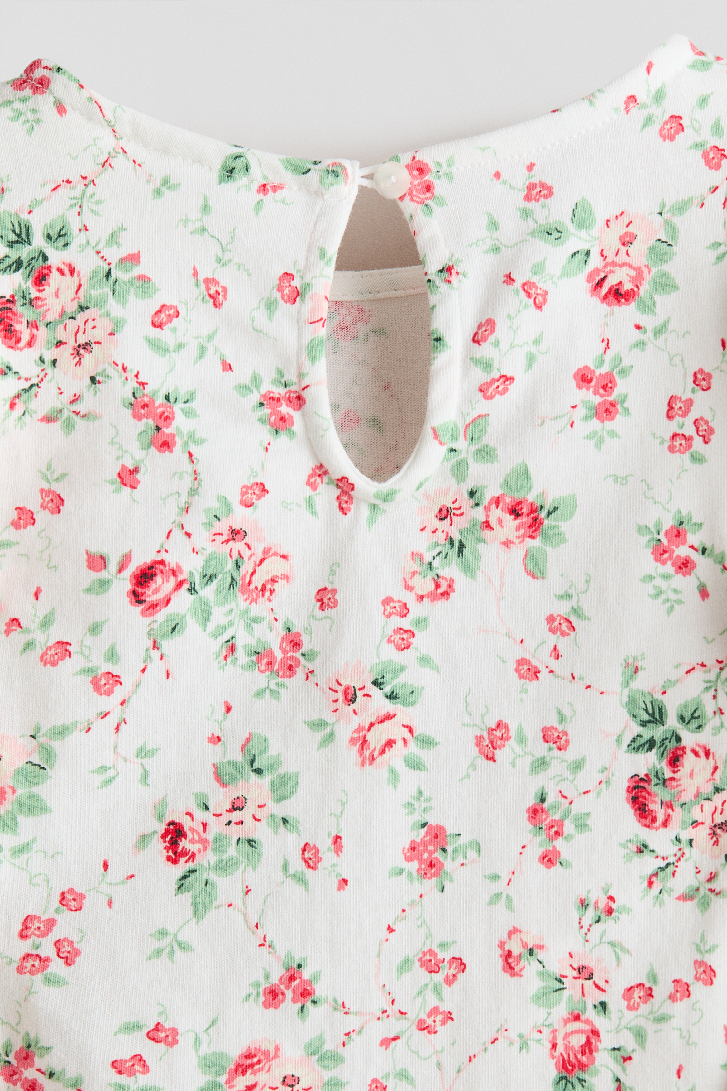 White/roses Flounce-Trimmed Cotton Top for kids | H&M CA