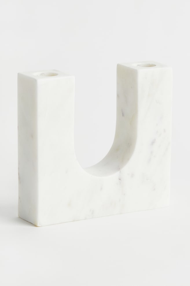 Marble candlestick - White - 1