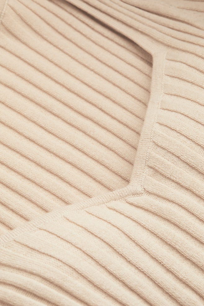 Rib-knit bodycon dress - Light beige/White/Striped - 5