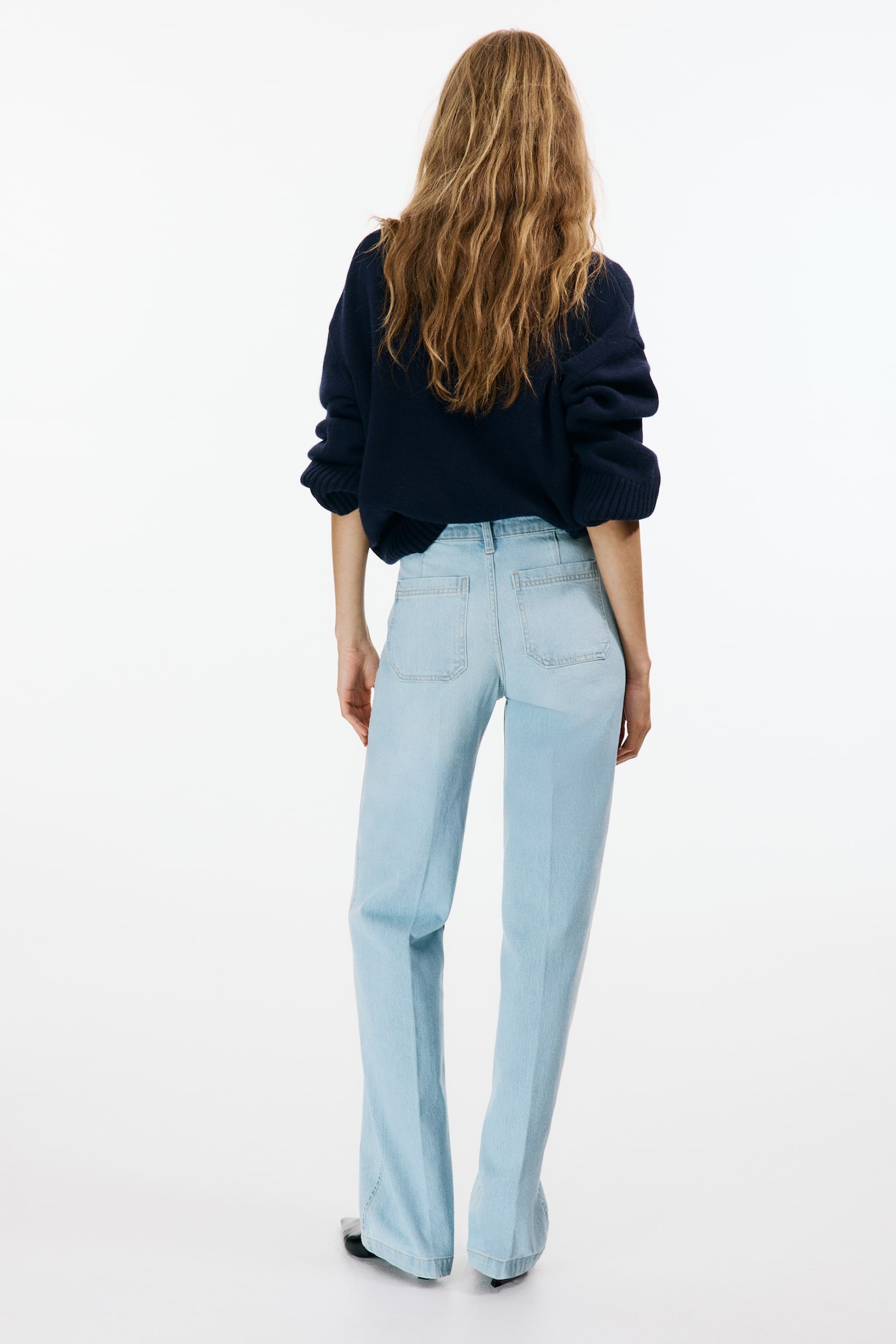 Wide High Jeans - כחול ג'ינס בהיר/לבן/חום כהה/ורוד פודרה/כחול ג'ינס כהה/כחול ג'ינס בהיר/כחול נייבי ג'ינס - 3