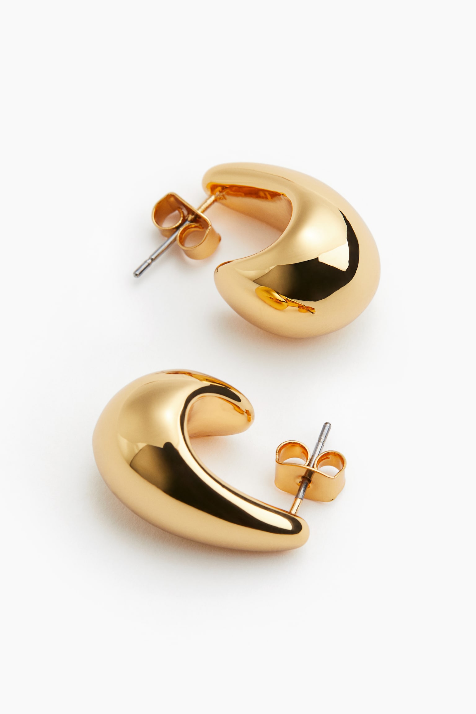 Gold-plated dome earrings - Gold-coloured - 5