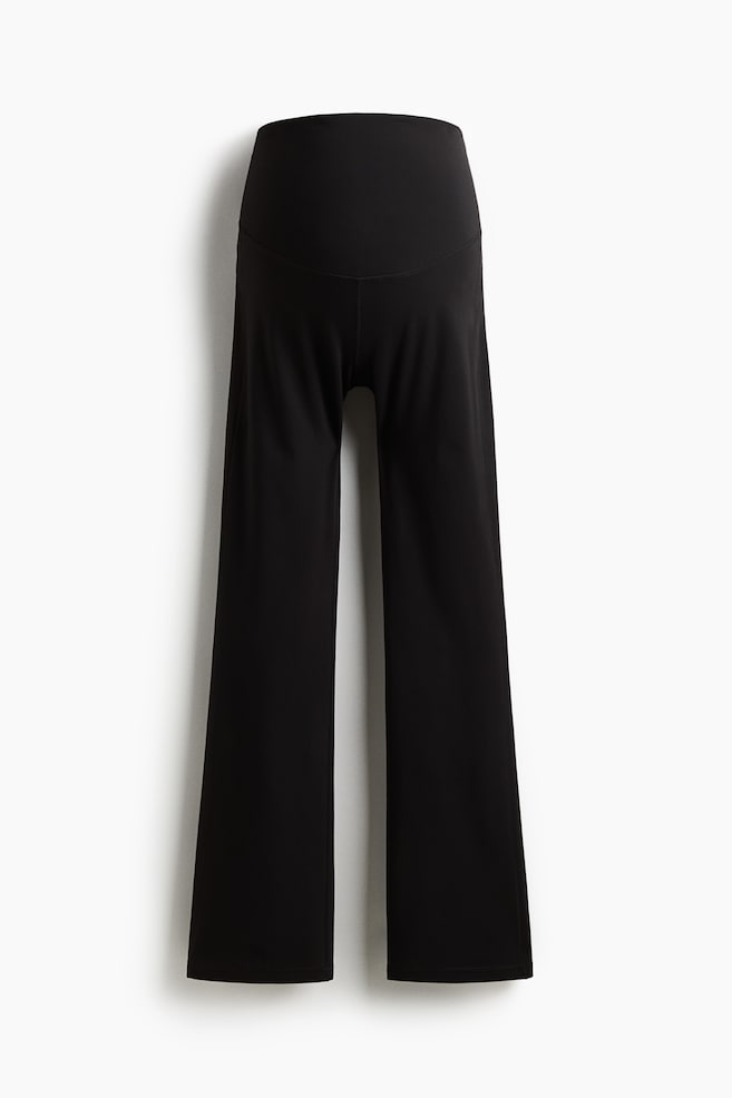 MAMA Flared Sports Leggings with SoftMove™ - Black/Warm brown - 1
