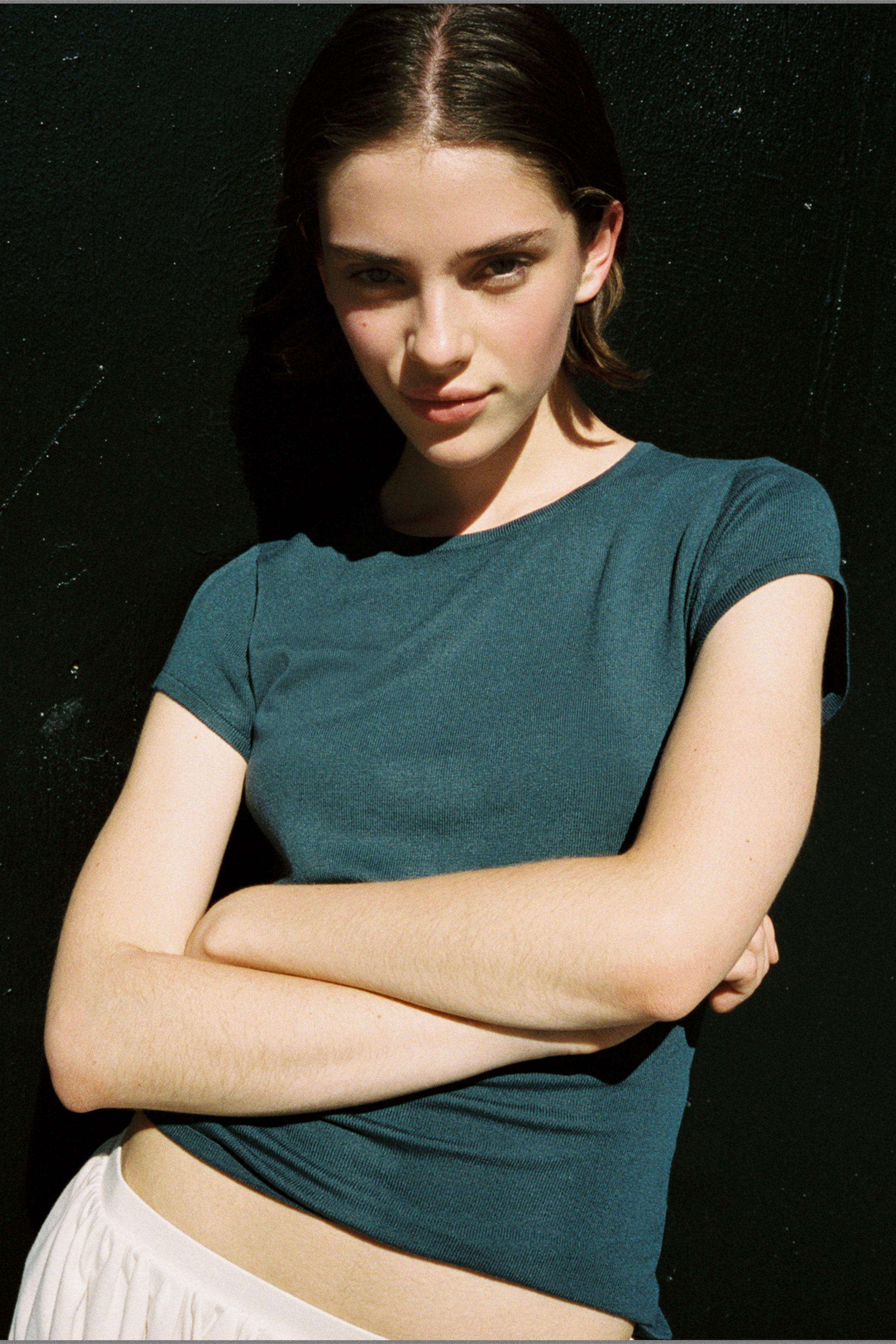 Cap-Sleeved Fine-Knit Top