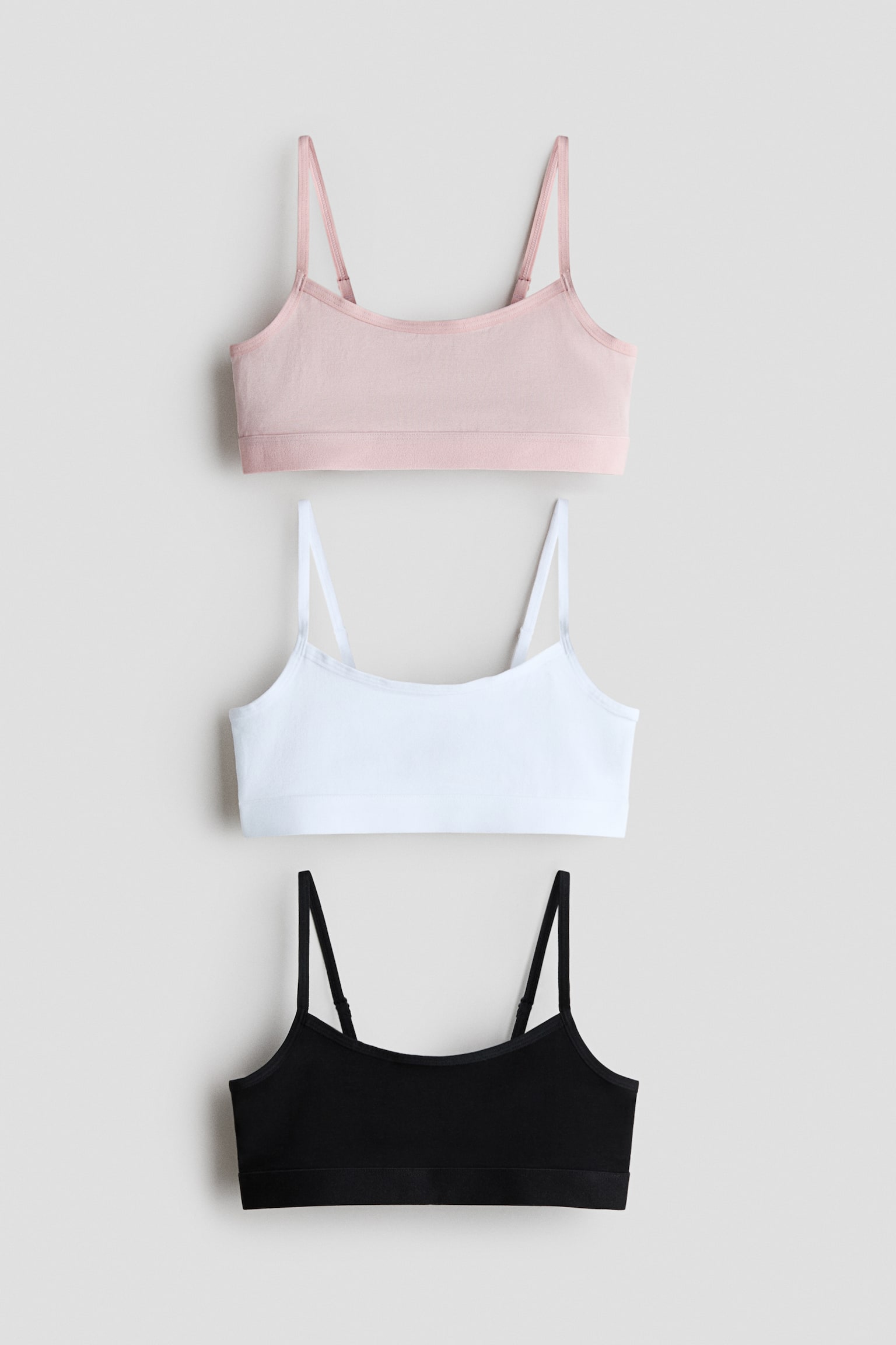 3-pack kort bomullstopp - Light pink/White/Black/Ljusgråmelerad/Vit - 1