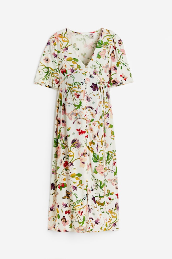 MAMA V-neck dress - Cream/Floral/Green/Floral - 2