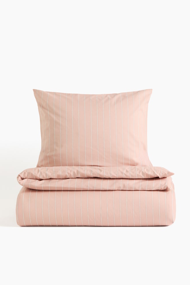 Striped single duvet cover set - Dusty pink/Striped/Light beige/Striped/Light dusty green/Striped - 1