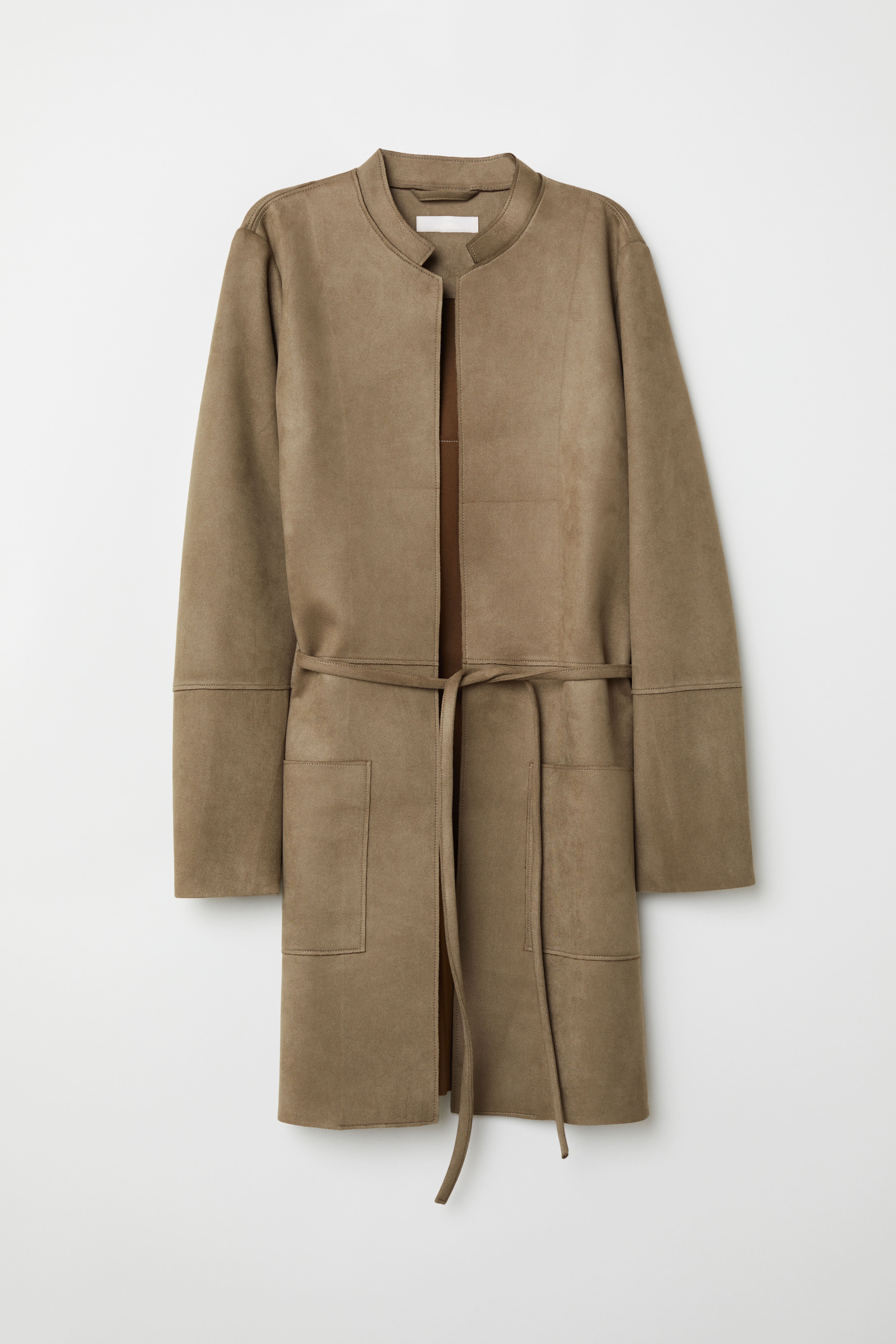 H&M Double Faced hot Sherpa Faux Suede Collared Coat in Camel - S