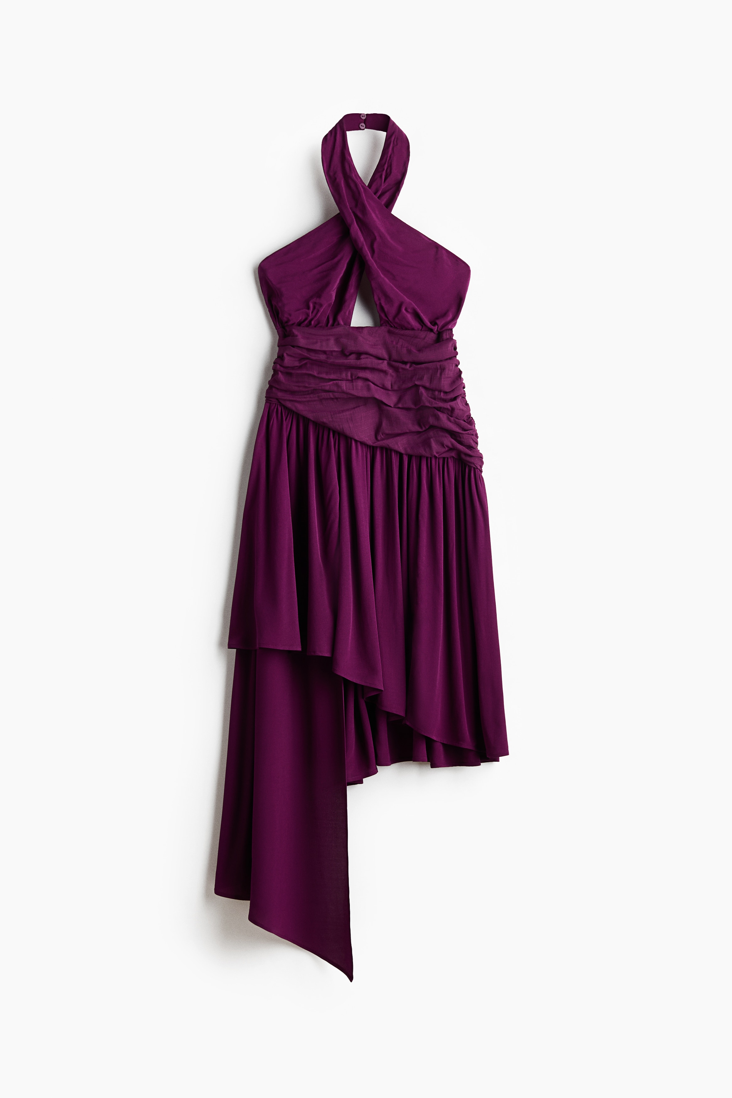 Robe asymétrique à dos nu - Violet foncé