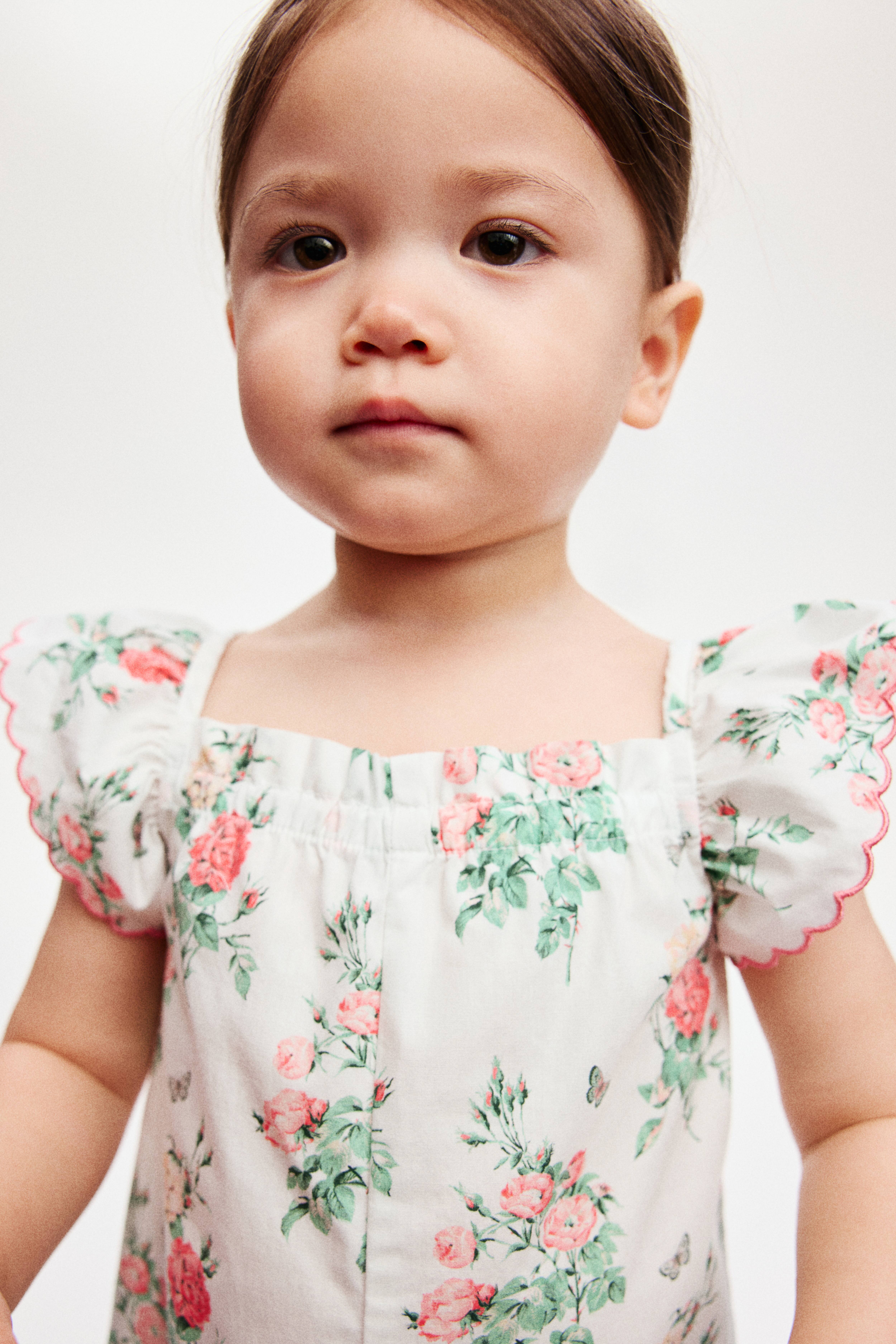 Floral-Print Cotton Romper Suit