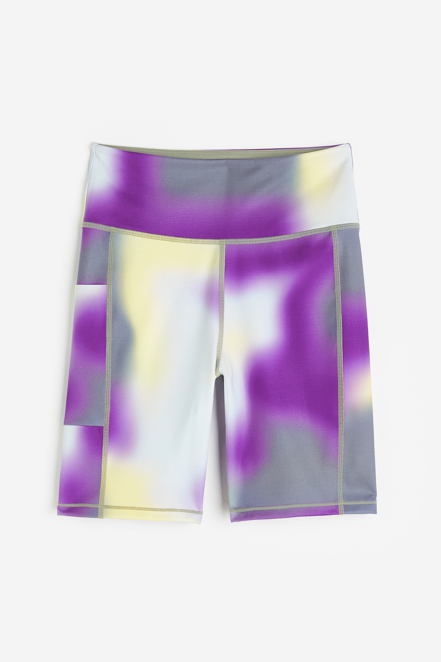 DryMove™ Pocket Detail Activewear Bike Shorts - Dark purple/Pattern/Dark purple/Beige - 1