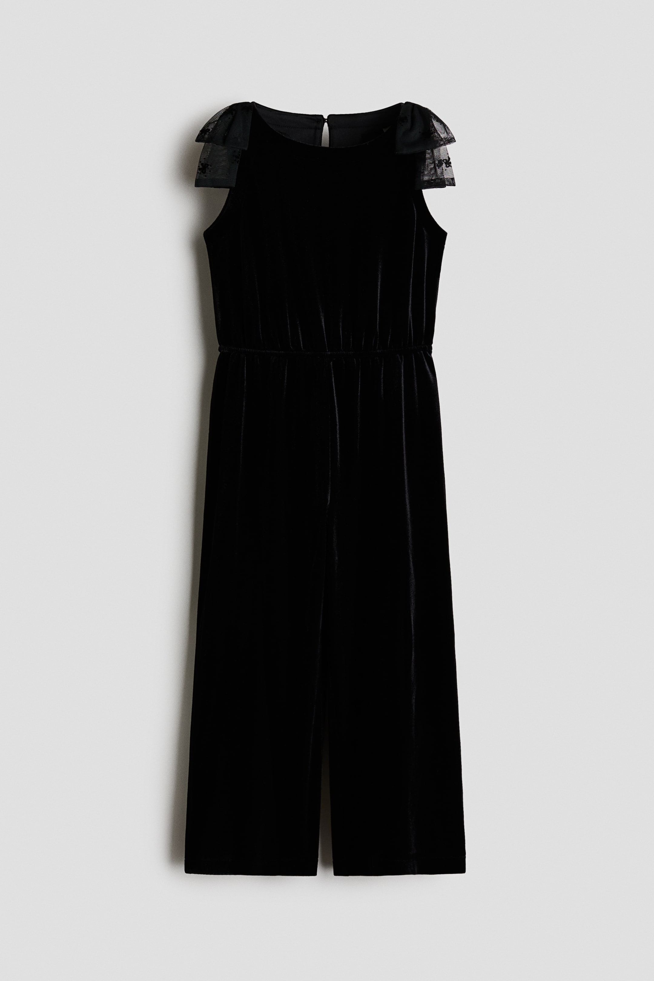 View larger image: Bow-detail velour jumpsuit - Black - Kids | H&M 1