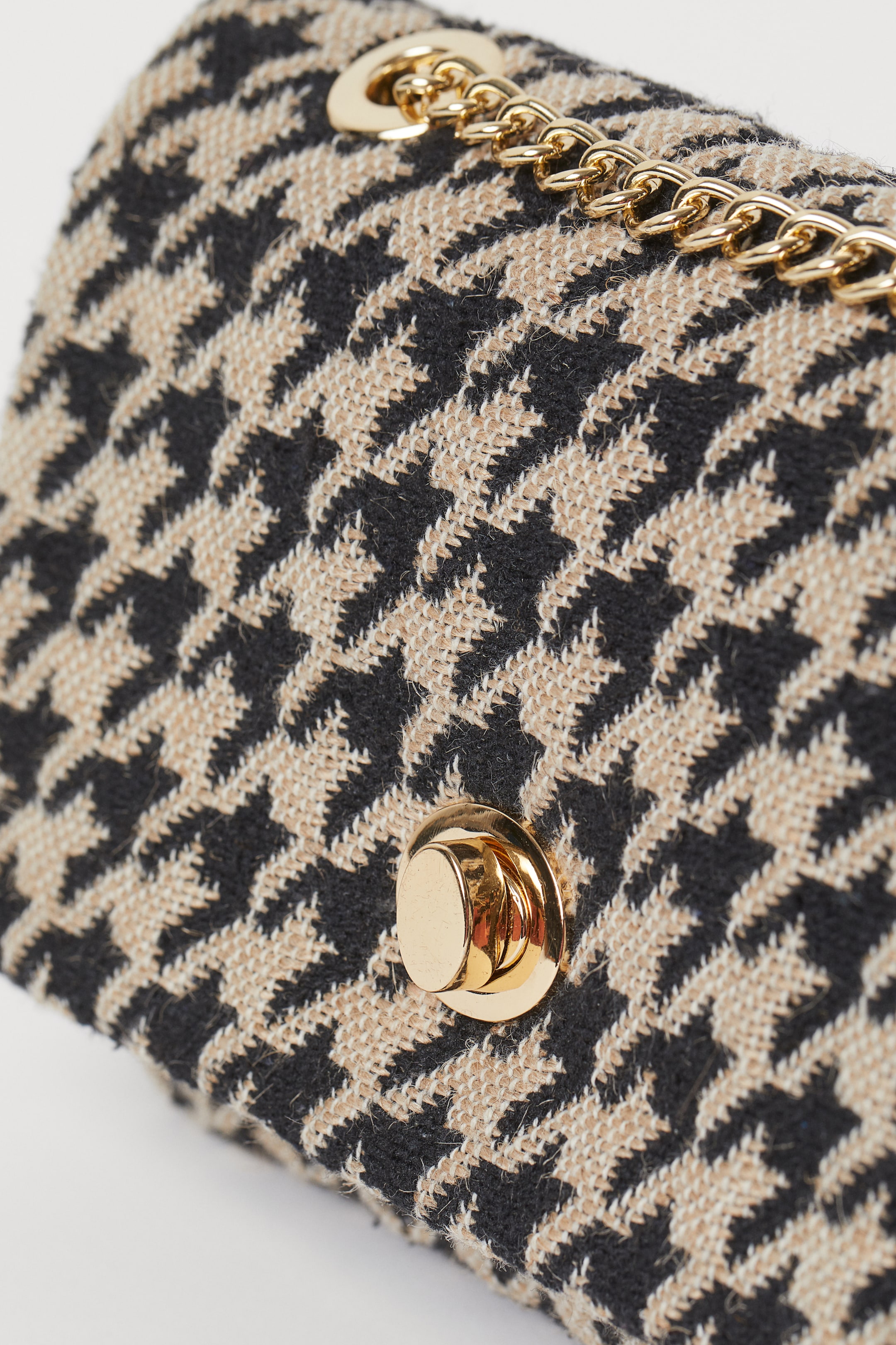 Juteblend shoulder bag Light beige/Dogtoothpatterned Ladies H&M GB