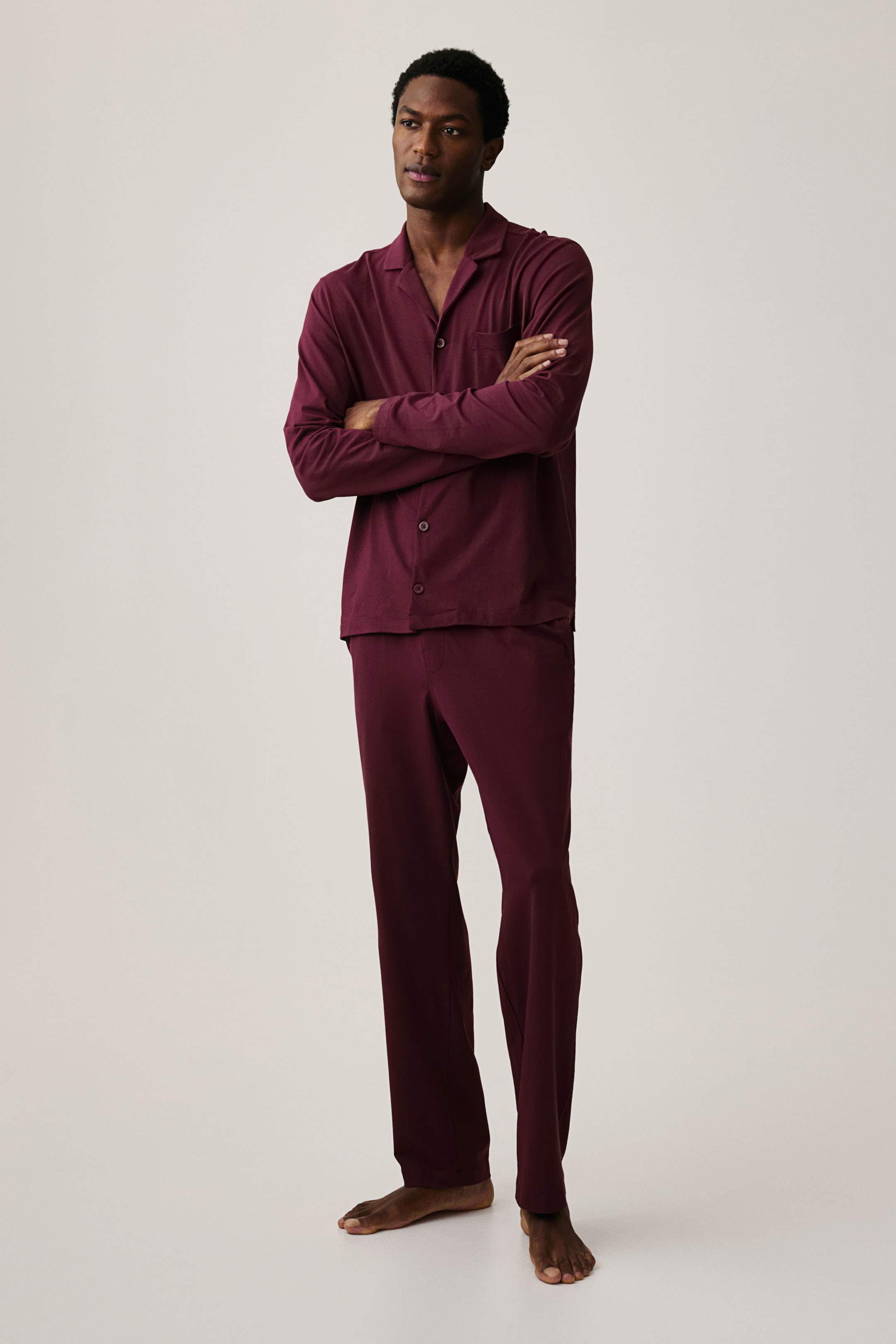 Relaxed Fit Cotton jersey pyjamas - Dark red - Men | H&M GB 2