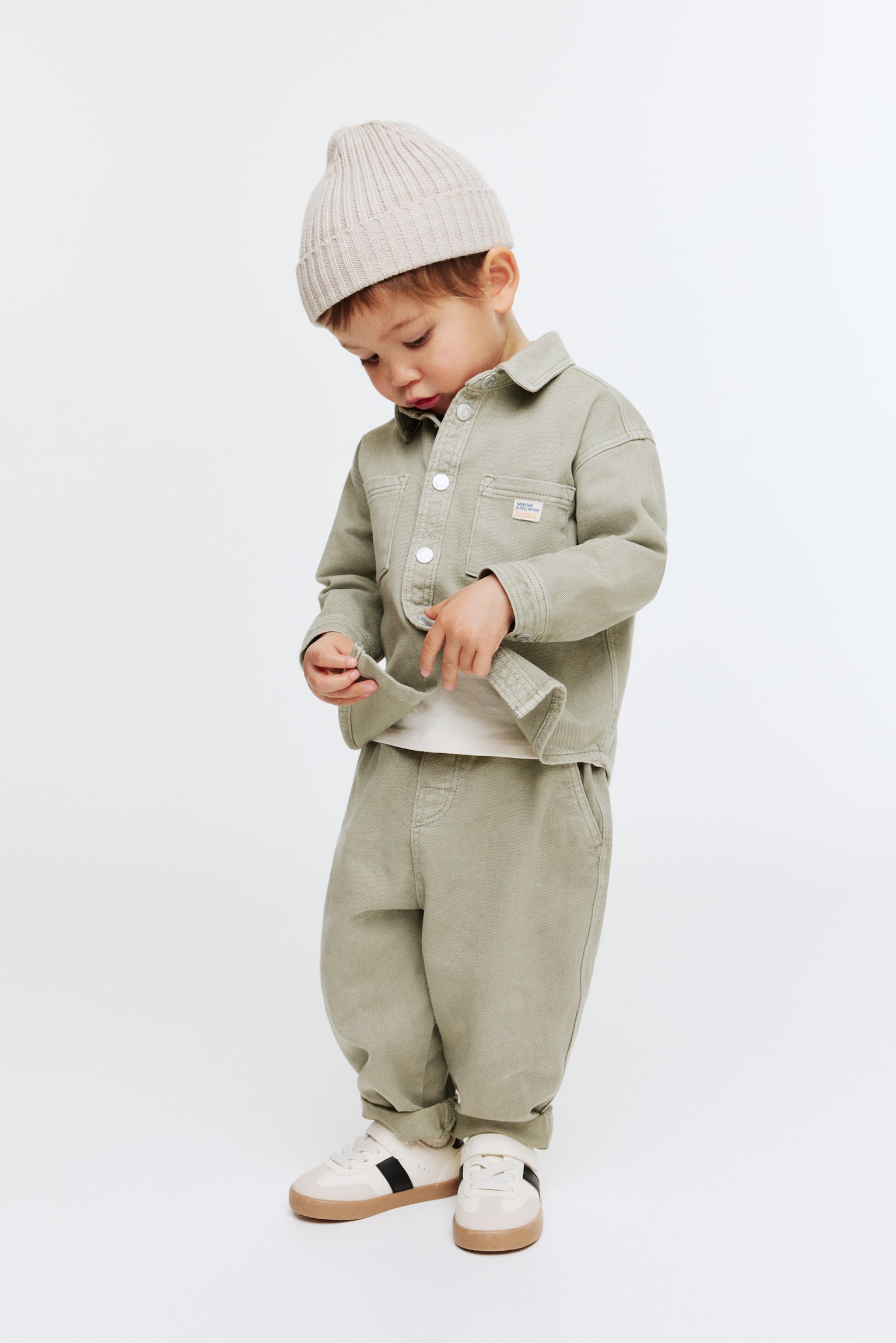 Cotton twill joggers - Light khaki green - 2