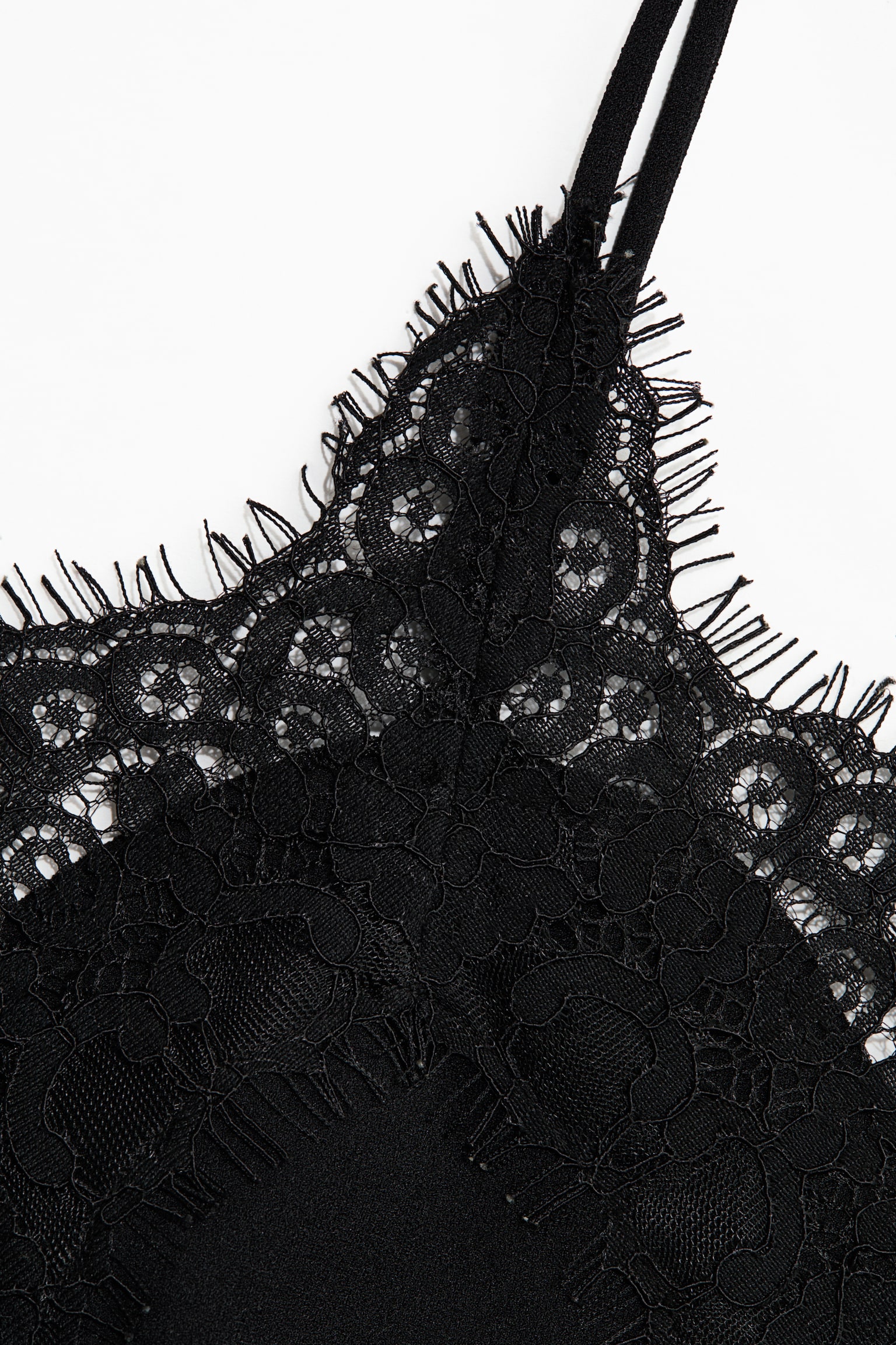 Top à bretelles fines avec dentelle - Noir/Violet prune foncé - 2