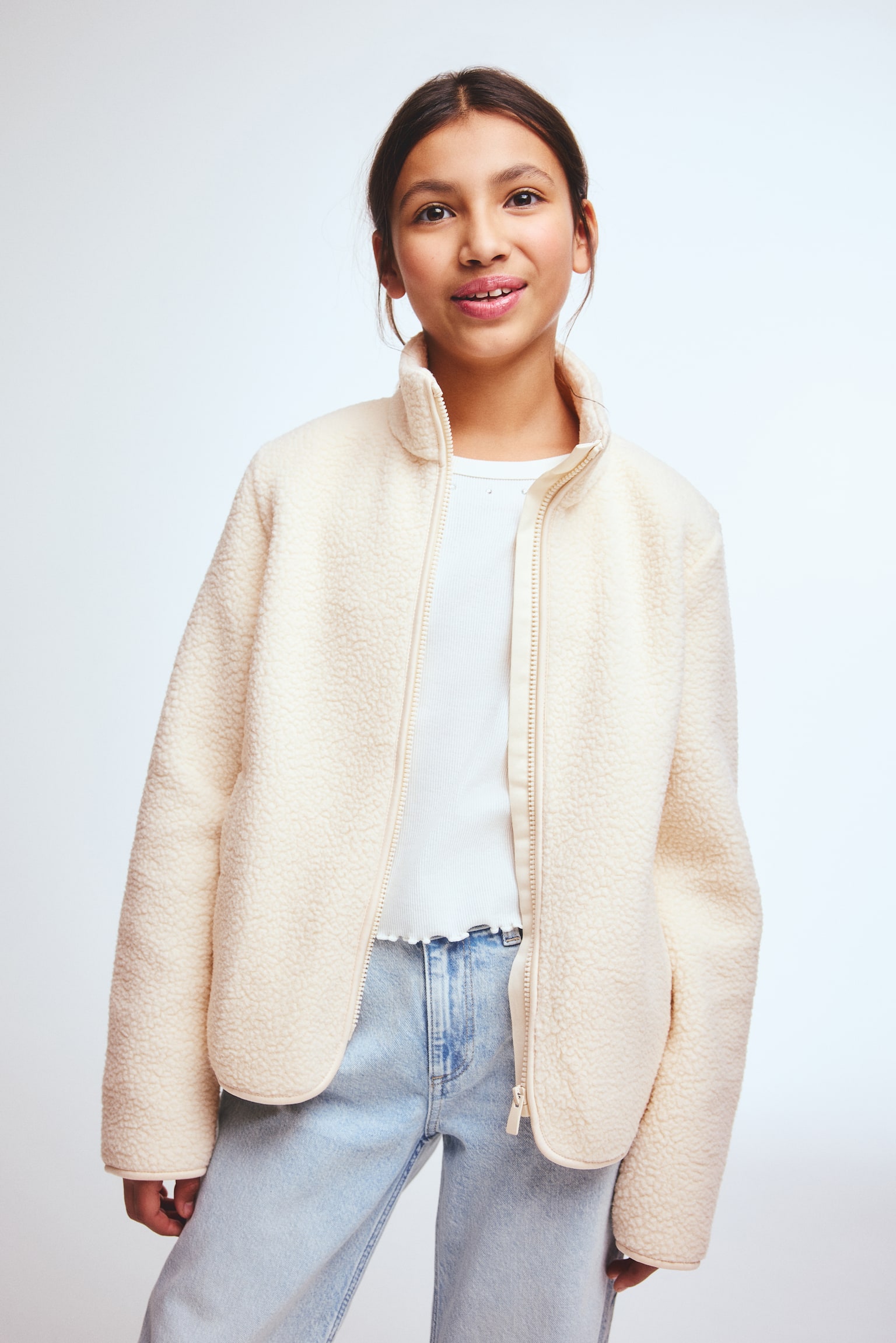 Детская куртка H&M Teddy Fleece, цвет: Светлый бежевый — фото 2