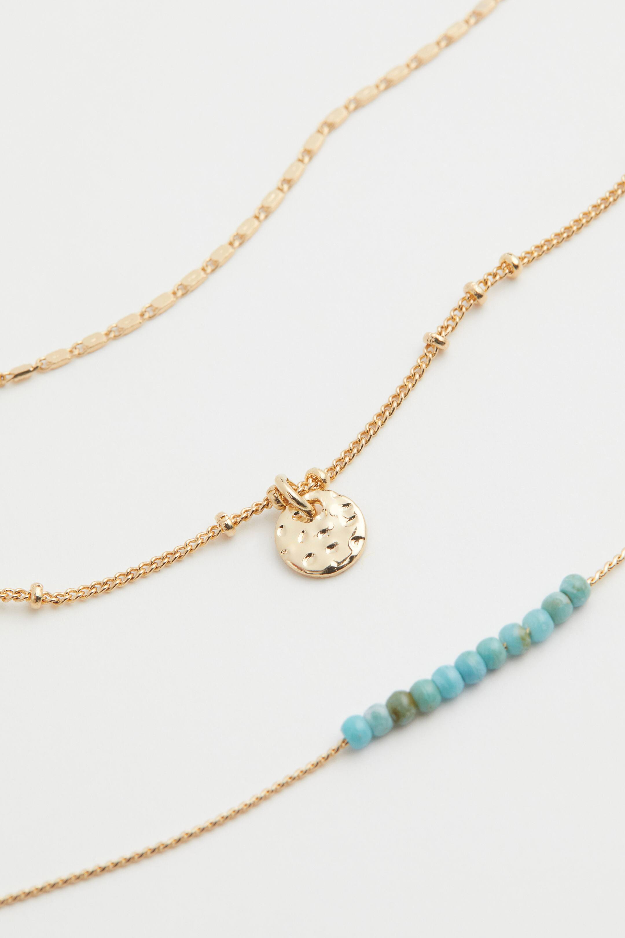 View larger image: Three-strand necklace - Gold-coloured/Turquoise - Ladies | H&M IN 2