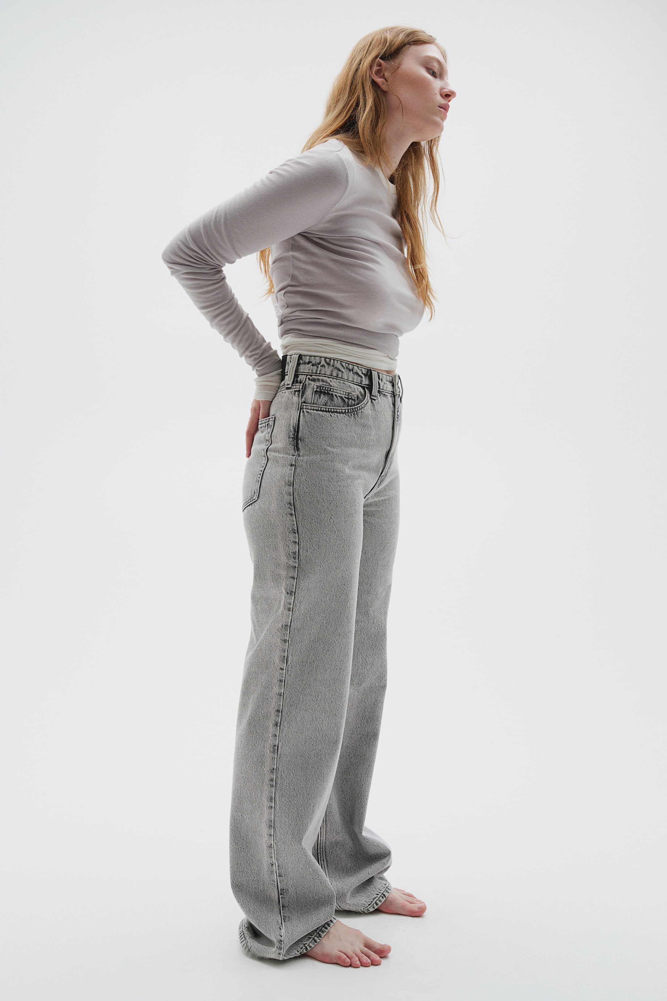 Curvy Fit Wide Ultra High Jeans - Grey - Ladies | H&M GB 2