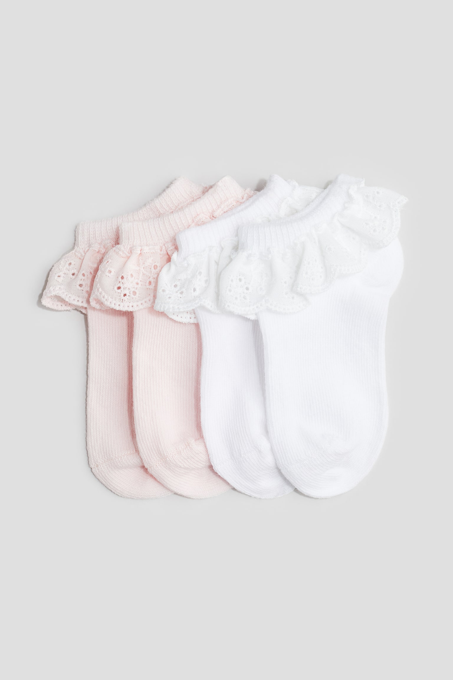 4-pack Ankle Socks - Light pink/White/Light pink/Beige/Light grey/Light purple - 1