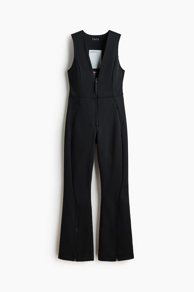 Brushed-inside ski bib trousers - Black/Aubergine purple - 1