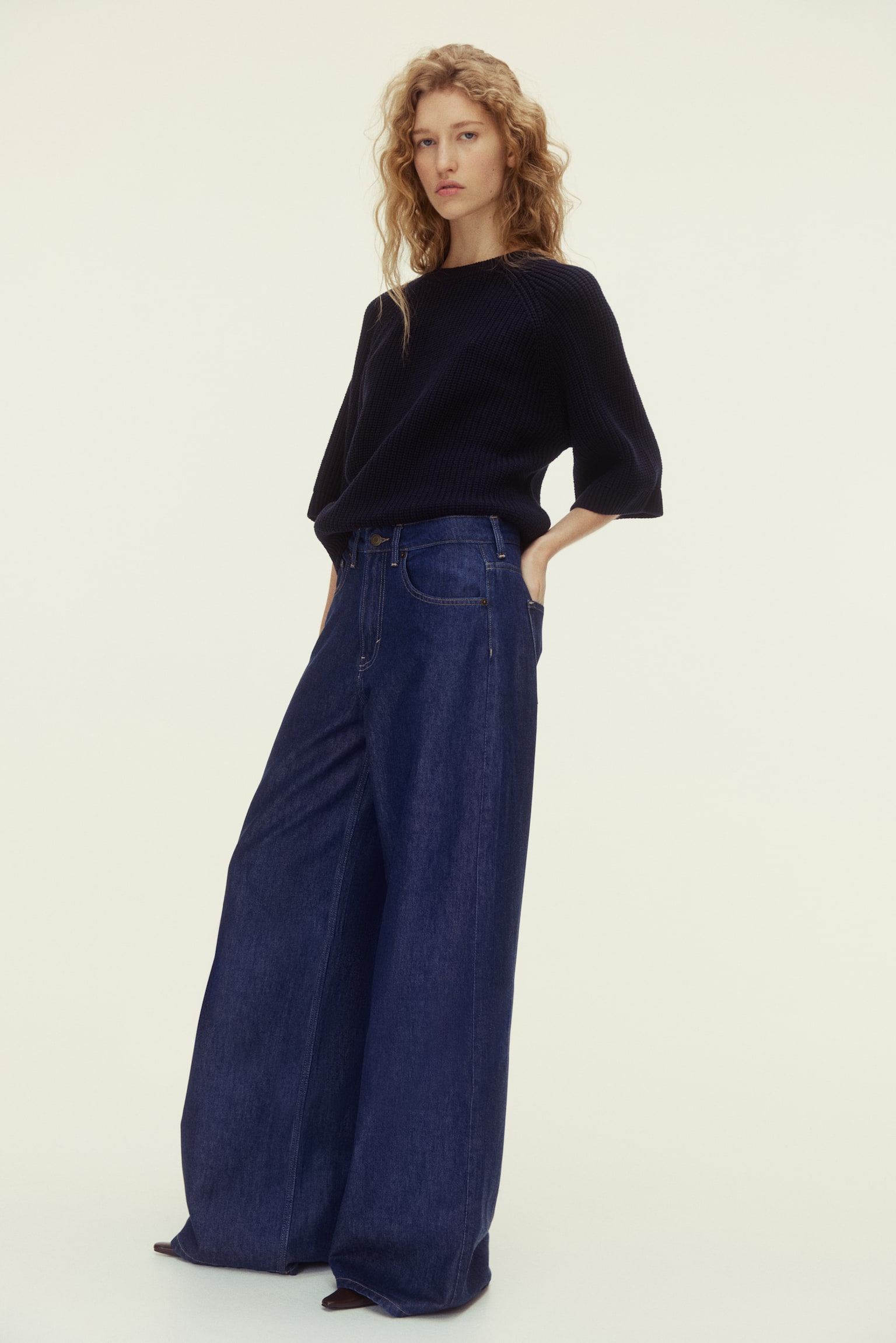 Wide High Waist Jeans - כחול ג'ינס כהה/כחול ג'ינס/כחול ג'ינס - 3