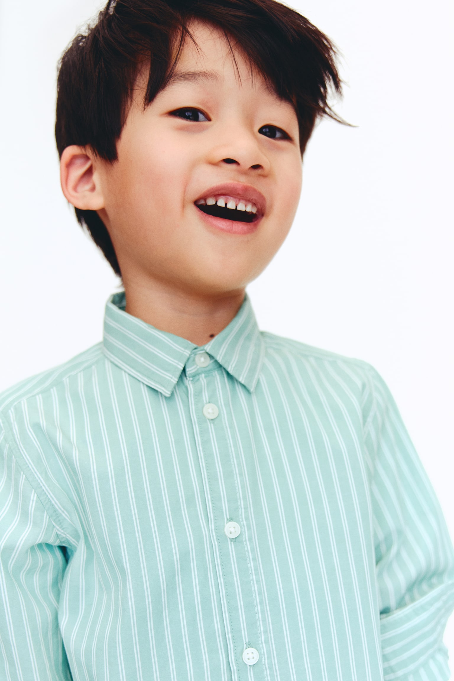 Бавовняна сорочка - Бірюзовий/смужки/Білий/бежеві смужки/Блакитні/білі смужки/Білий/Блакитні/білі смужки/Зелені/білі смужки/Світло-блакитний/Світло-бірюзовий - 4