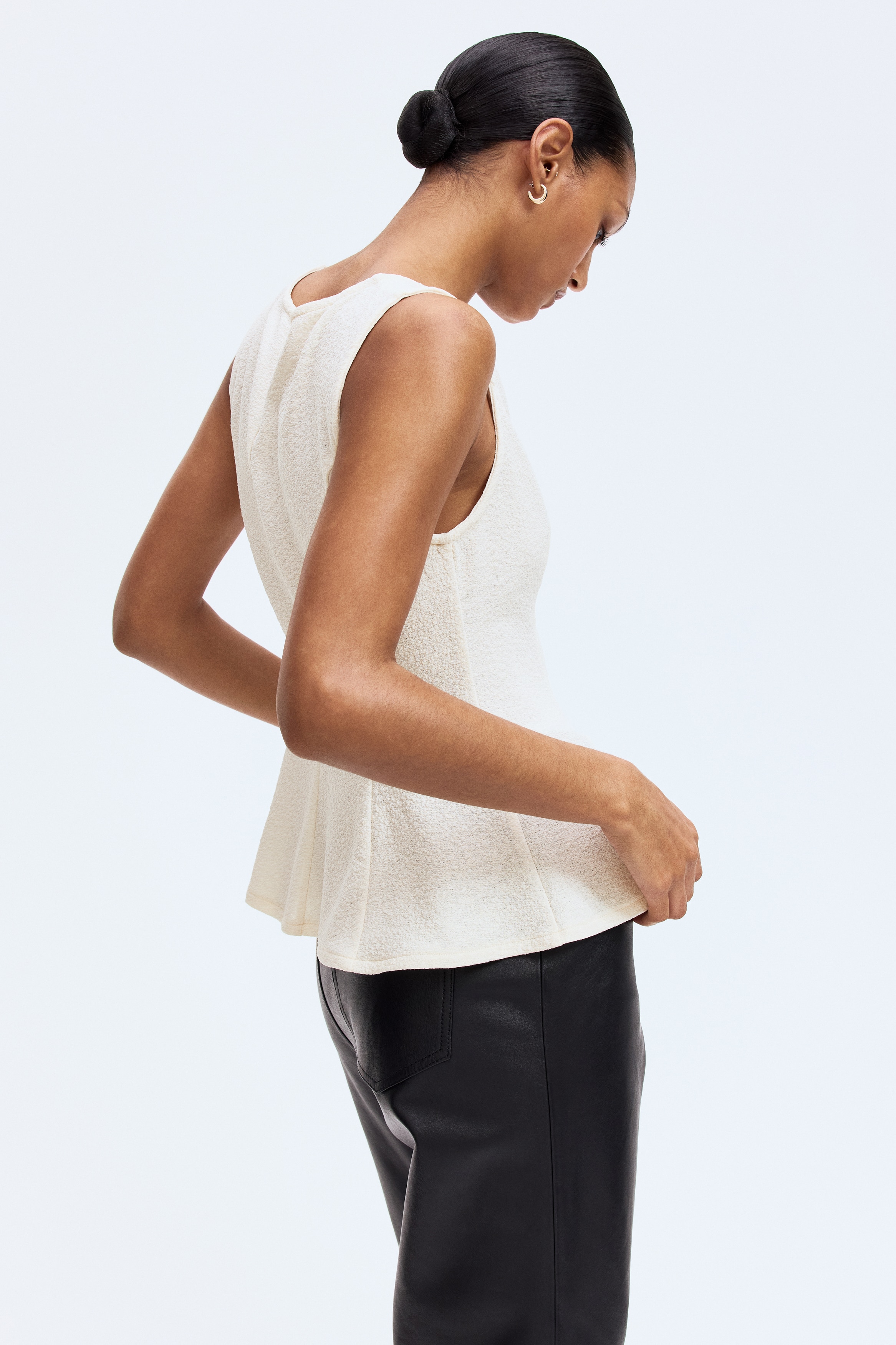 Sleeveless Peplum Top - Cream - Ladies | H&M US