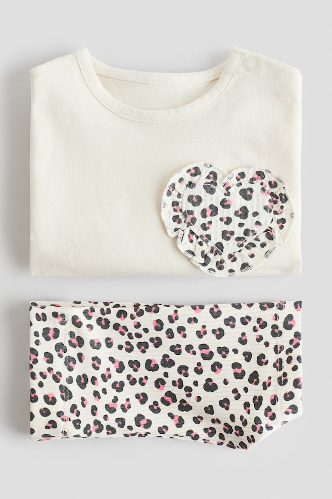 2-teiliges Set mit Shirt und Radlershorts-Hellbeige/Leopardenprint - 2