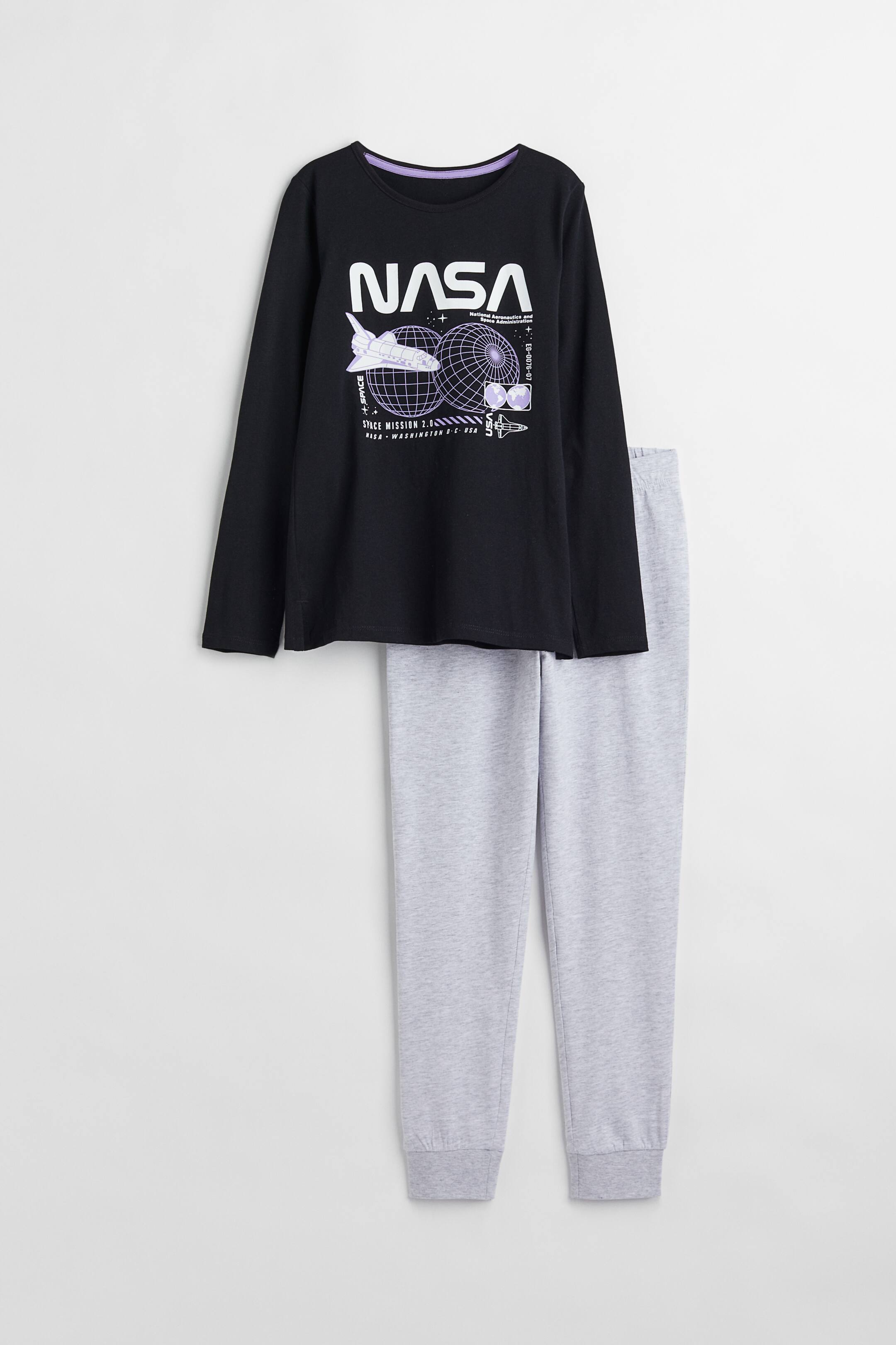 查看大圖: 棉質睡衣套裝 - 黑色/NASA - Kids | H&M 1