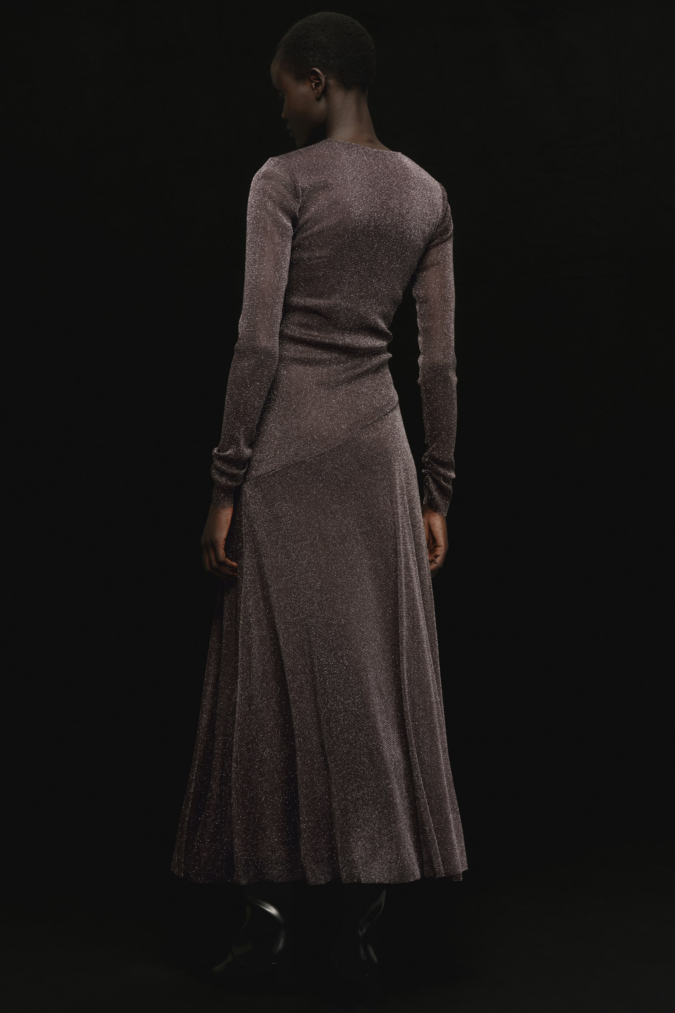 查看大圖: 金蔥網紗洋裝 - 深咖啡色 - Ladies | H&M 5