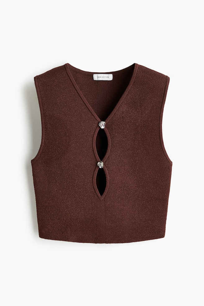 Knitted vest top - Dark brown - 1