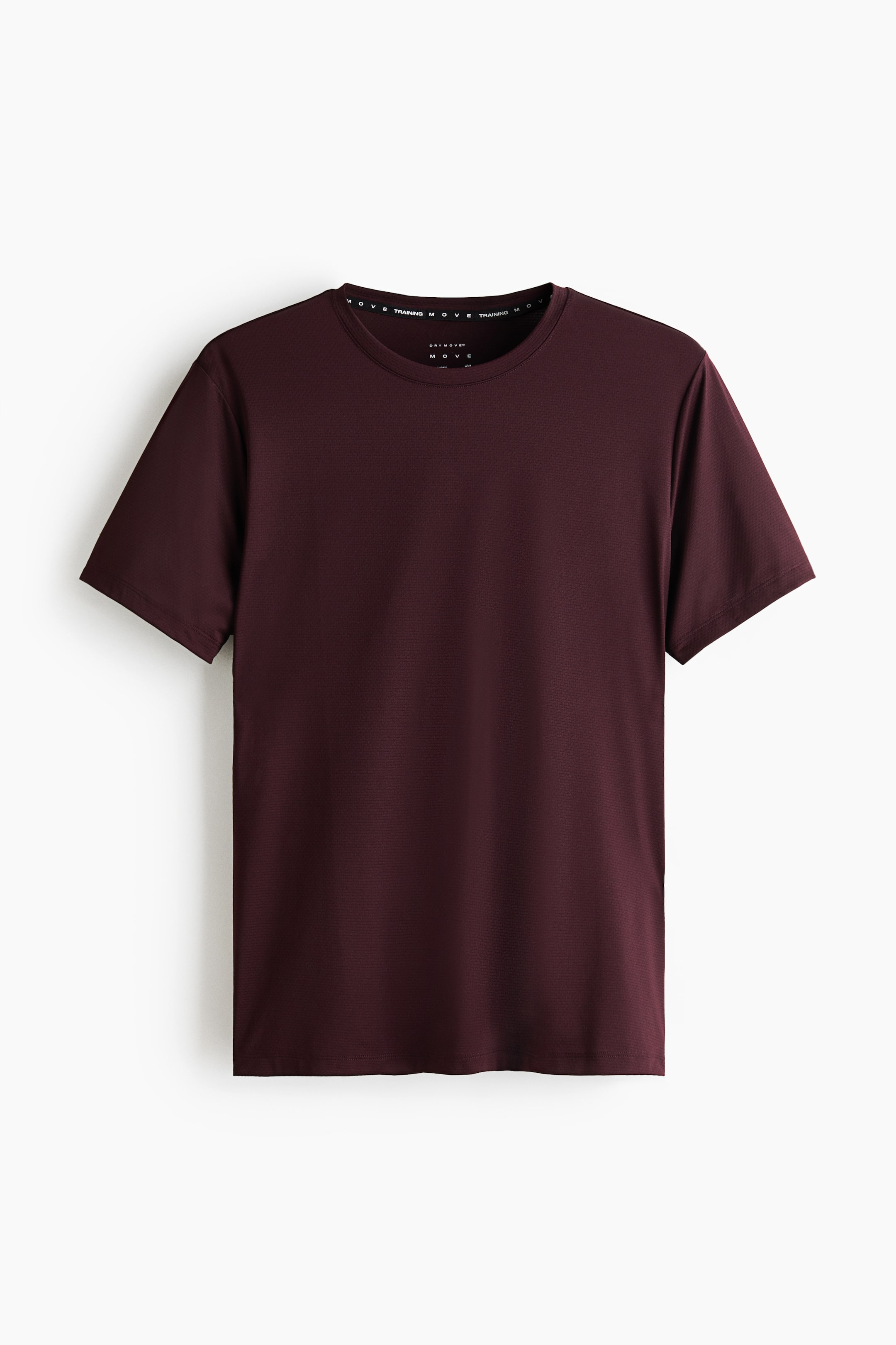 View larger image: A maroon mesh sports t-shirt with DryMove? is showcased from the front. It features a crew neck, short sleeves, and a subtle perforated texture throughout the fabric.
