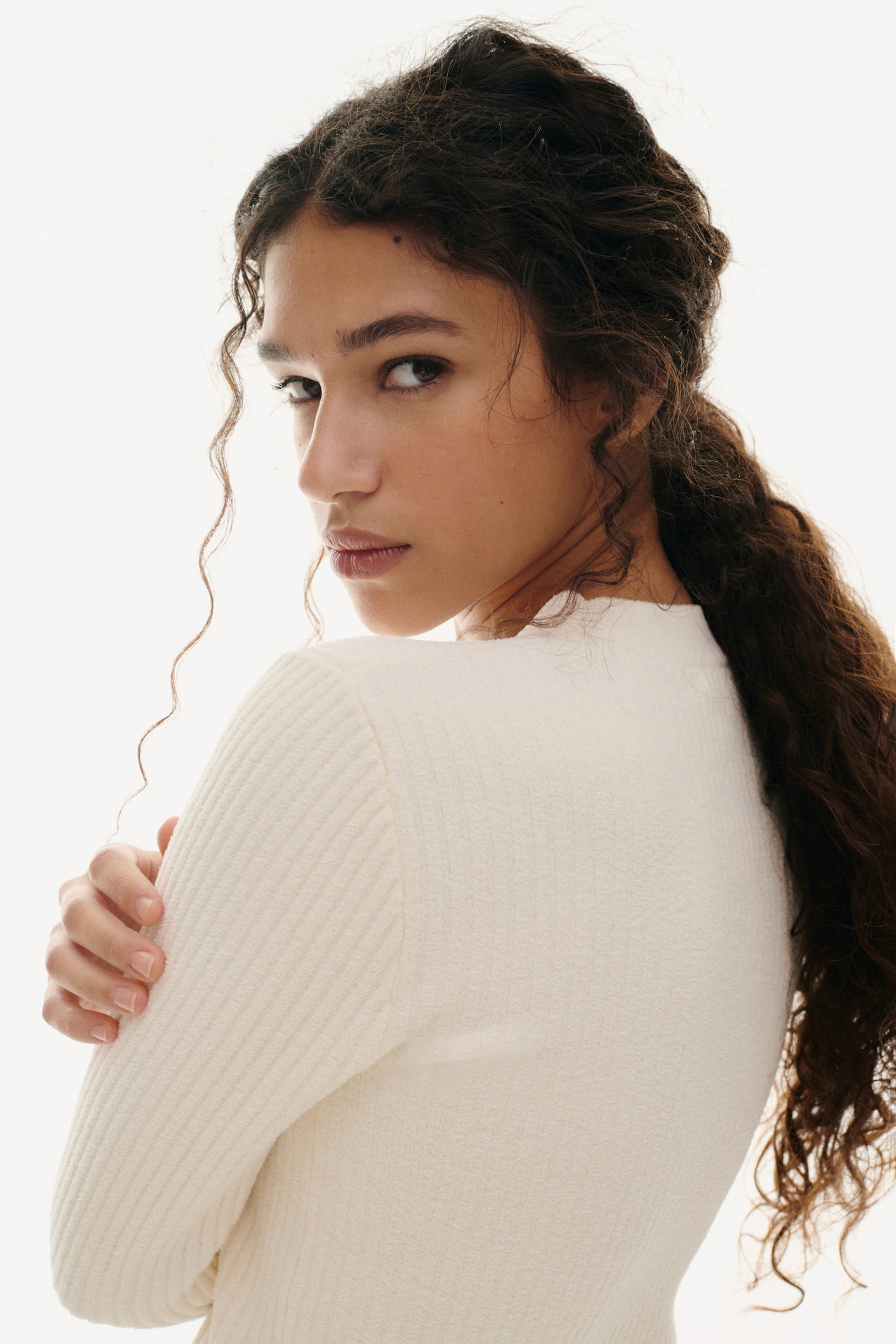 Rib-knit cardigan - Cream - 6